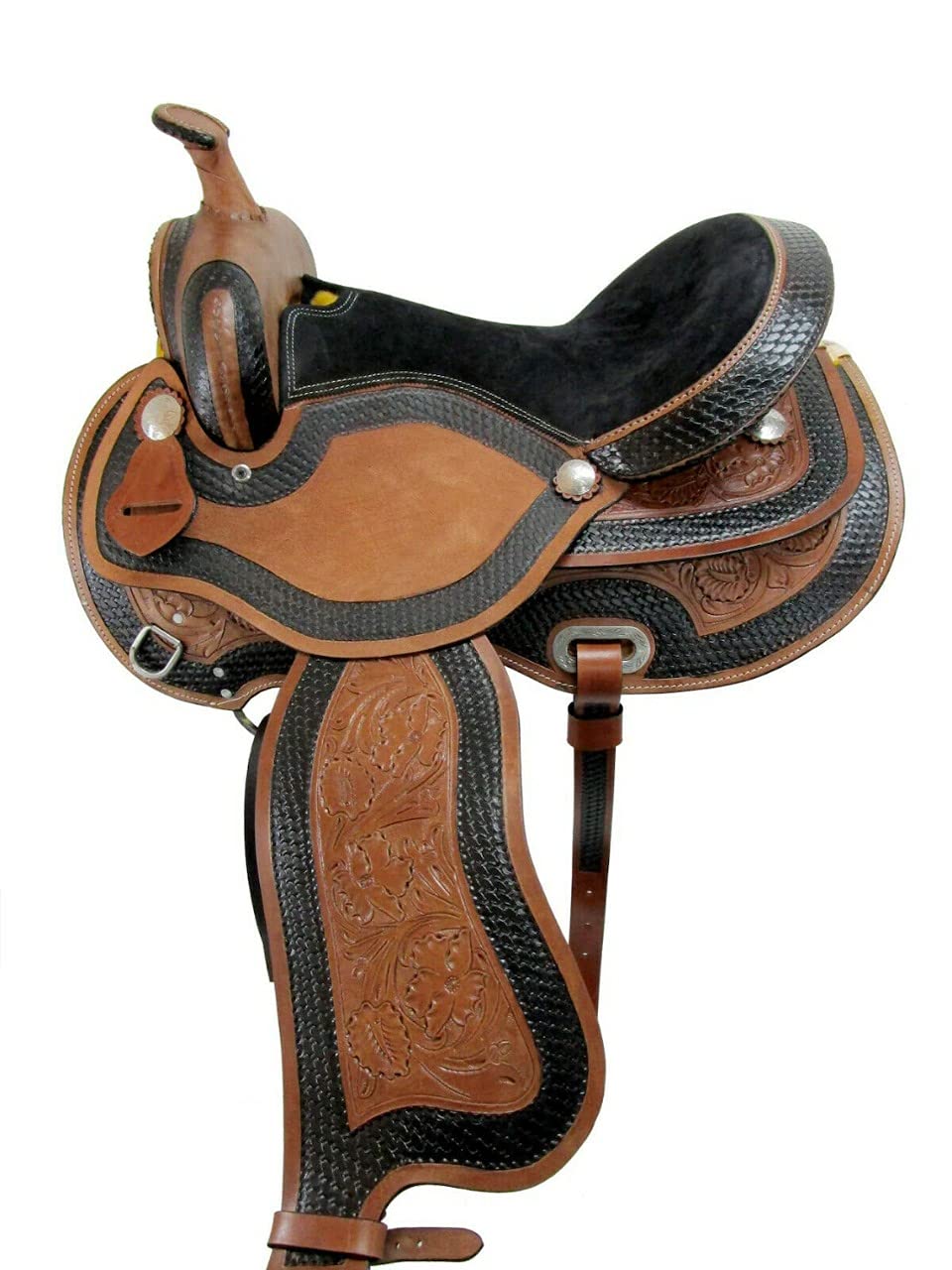 Handmade Western Leather Horse Saddle - AAMISH Gaited Bars with Padded Seat for Racing, Trail Riding & Barrel Racing | Durable Pleasure Saddle for Comfortable Riding | Perfect for Western Shows, Ranch Work & Equestrian Sports