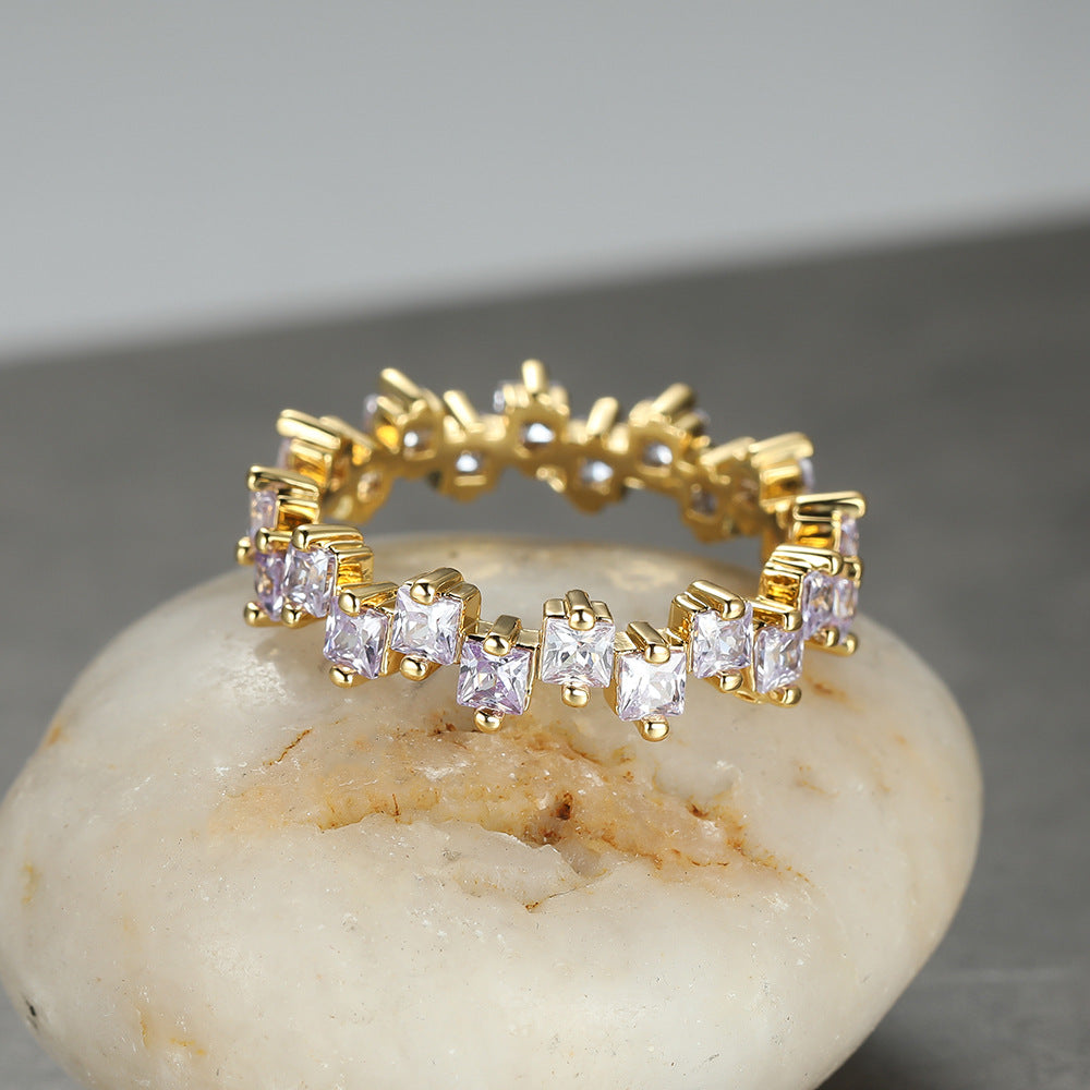 Multi Stone Eternity Stacking Rings for Women - 14K Gold Plated Wedding Band Set, Stackable Rings for Anniversary, Birthday Gift (Style A0035) | Perfect for Layering, Everyday Wear & Special Occasions