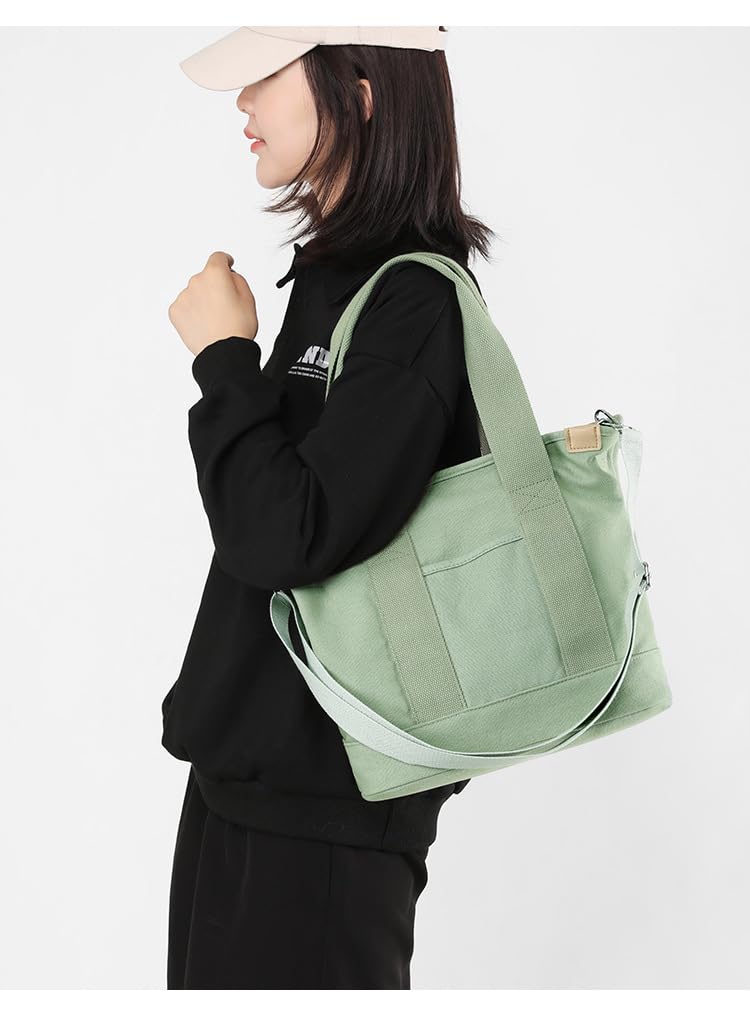 Zippered Multi-Pocket Canvas Tote Bag - Crossbody & Shoulder Bag for Travel & Shopping