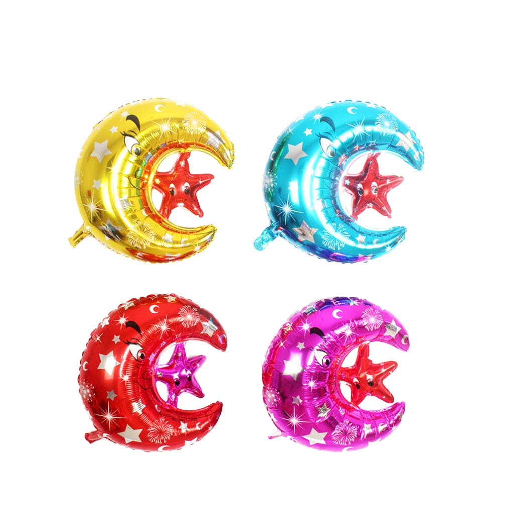 PRETYZOOM 4PCS Eid Mubarak & Ramadan Mubarak Foil Balloons - Helium Ready Party Decorations for Islamic Festivals, Home Decor & Celebration Supplies - Perfect for Eid al-Fitr, Ramadan Parties & Muslim Holiday Decor