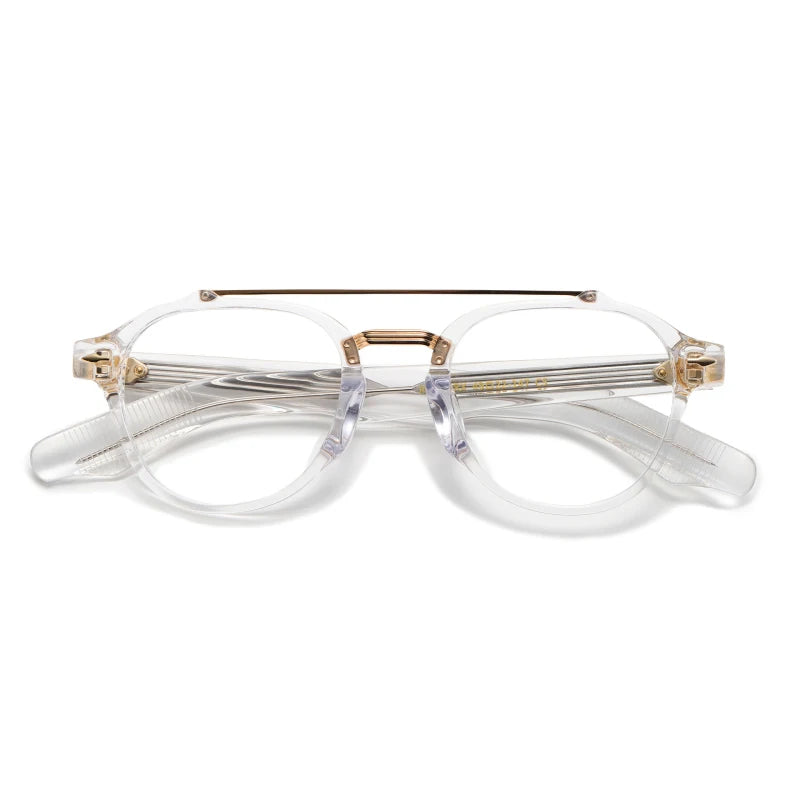 Stylish Unisex Black Acetate Eyeglasses with Double Bridge - Oval Full Rim Frame 63468 | Perfect for Work, Reading & Fashion Accessories