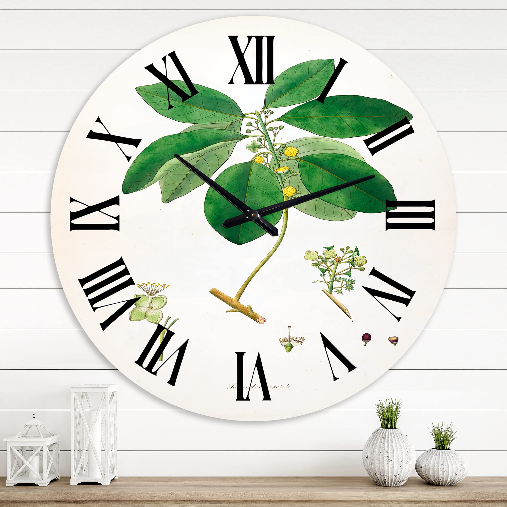Vintage Botanicals Floral Wall Clock - Large Farmhouse Style Decorative Clock for Home, Office & Living Room Decor | Perfect for Rustic, Vintage & Botanical Themed Spaces