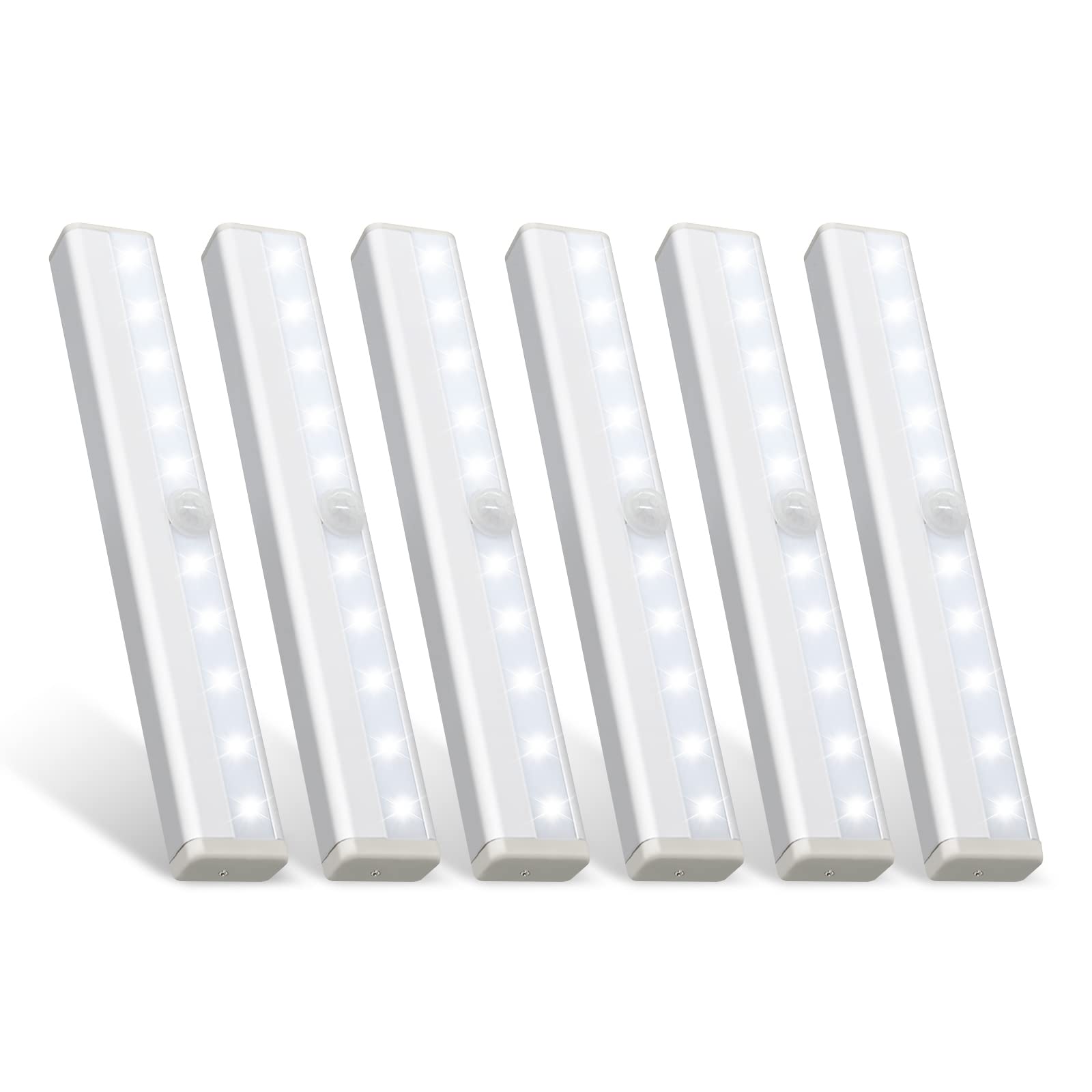10-LED Motion Sensor Closet Light - Battery Operated Magnetic Stick-on Night Light Bar for Under Cabinet, Wardrobe, Kitchen, Bedroom & Hallway - Perfect for Dark Spaces, Stairs & Nighttime Navigation