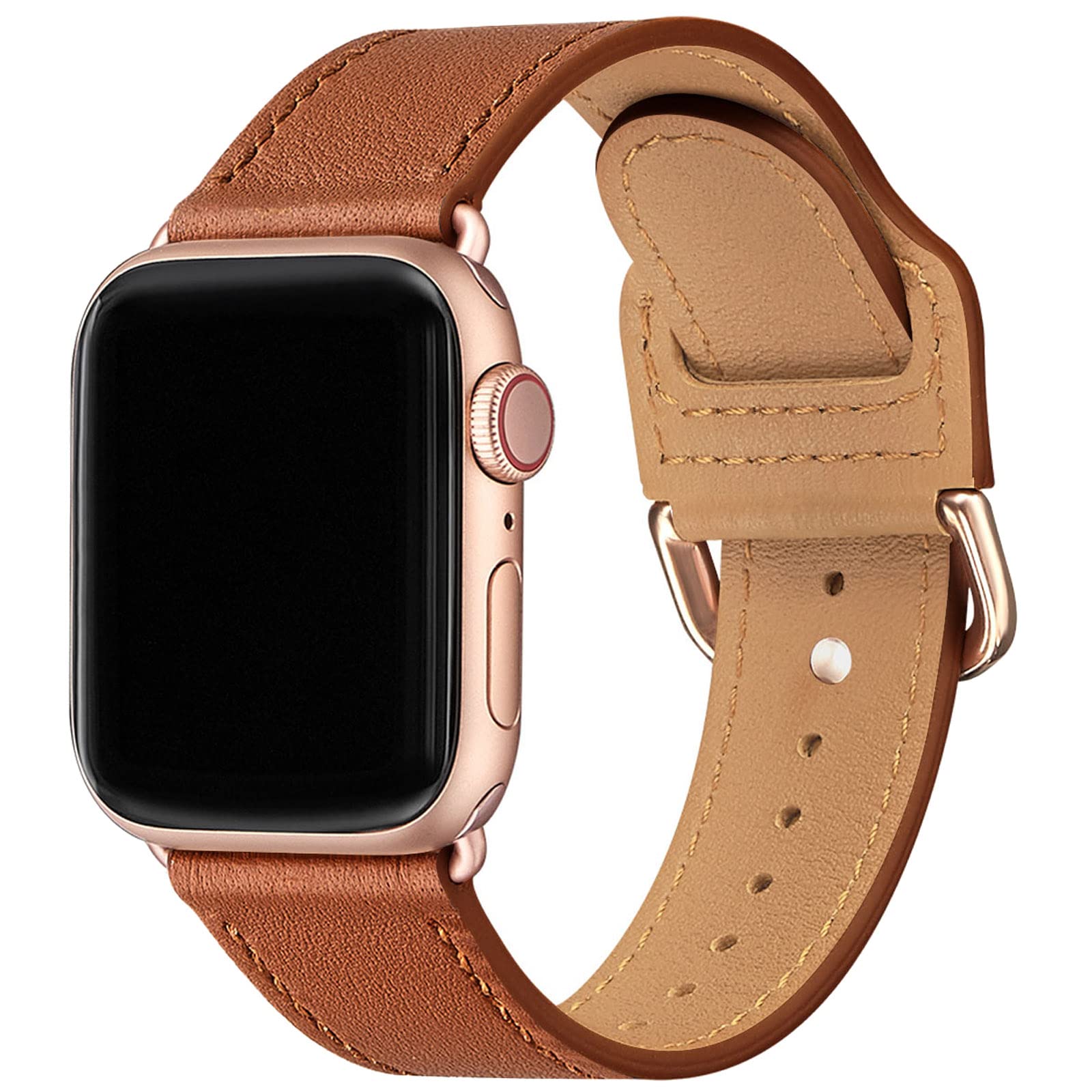 Premium Power Primacy Bands Compatible with Apple Watch 38mm 40mm 41mm 42mm - Sport Loop Replacement Strap for iWatch Series 10/9/8/7/6/5/4/3 & SE - Stylish & Comfortable for Men & Women (Black/Brown with Rose Gold Connector) - Perfect for Workouts, Running & Everyday Wear