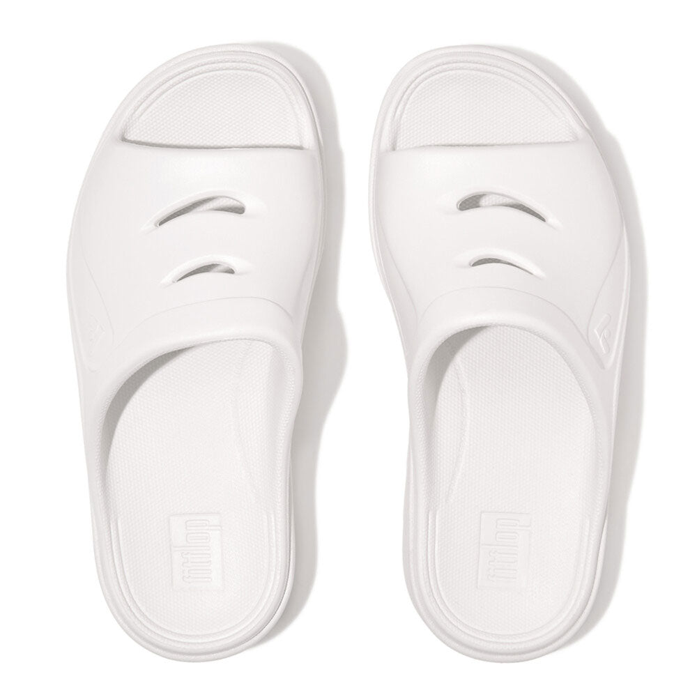 FitFlop Relieff Recovery Slide Sandals for Women - Comfortable Orthopedic Sandals with Arch Support - Perfect for Post-Workout, Travel & Everyday Wear (Urban White)