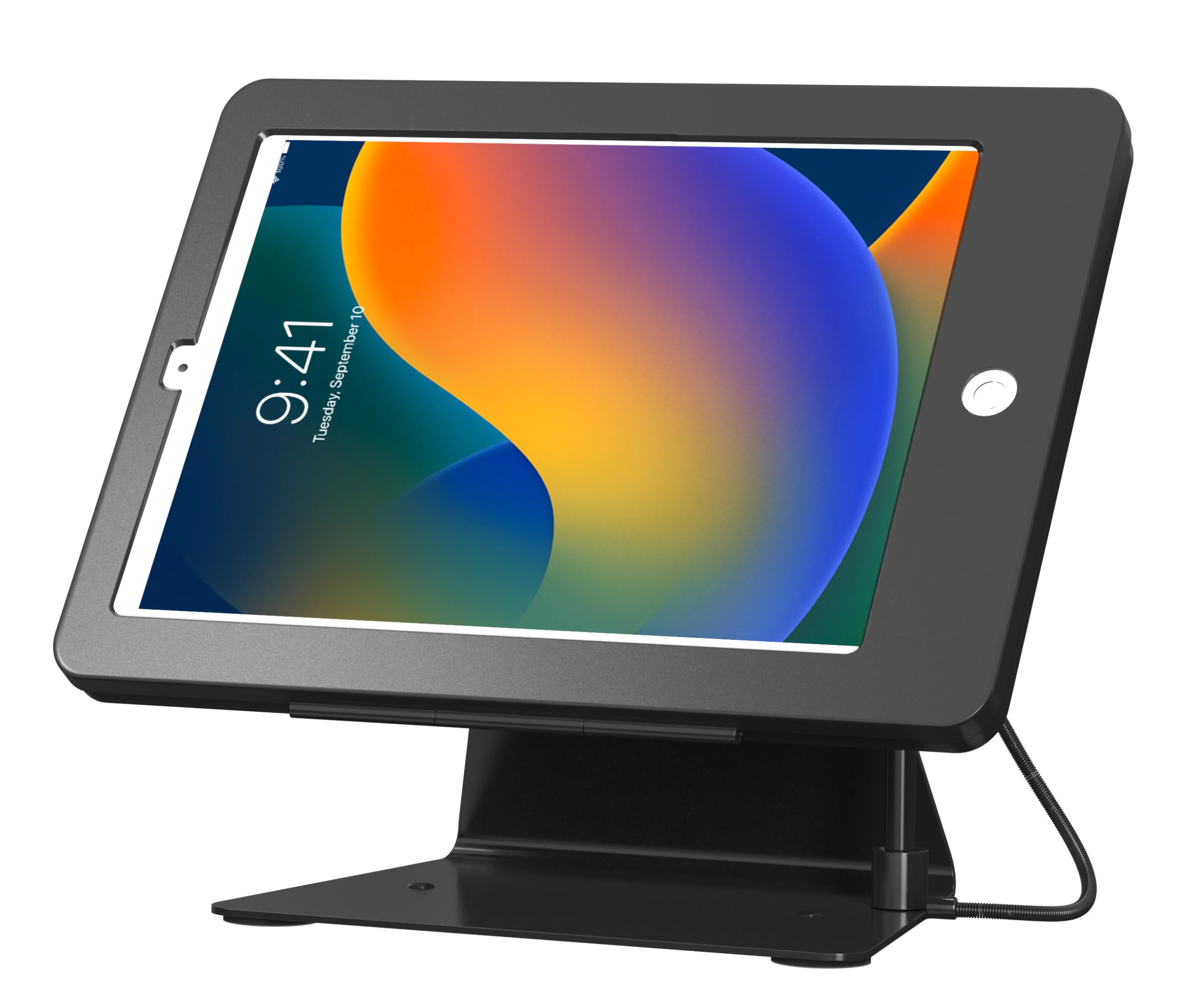 Secure Desktop POS Stand with Anti-Theft Lock & Key - Heavy Duty Aluminum Enclosure for iPad Gen 2-6, iPad Air 2 & iPad Pro 9.7