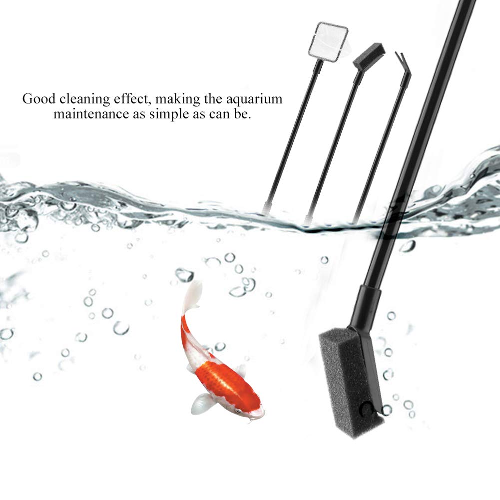 TOPINCN 4-in-1 Aquarium Cleaning Kit - Fish Tank Cleaner Brush Set with Algae Scraper, Gravel Cleaner & Net - Portable Maintenance Tools for Freshwater & Saltwater Tanks (Perfect for Home Aquariums & Fish Tank Cleaning)