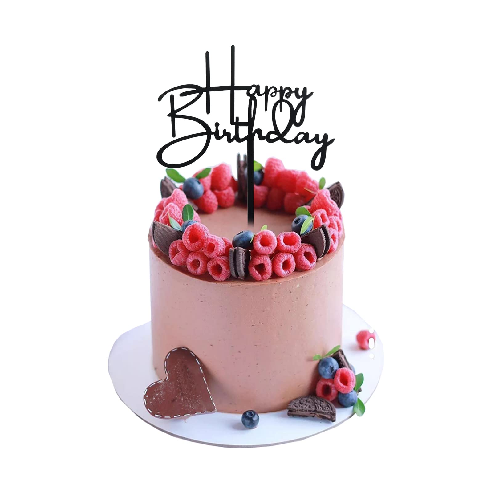 Sparkling Black Happy Birthday Cake Toppers & Cupcake Picks - Elegant Birthday Party Decorations for Women, Men, Adults - Perfect for Weddings, Anniversaries, and Special Celebrations