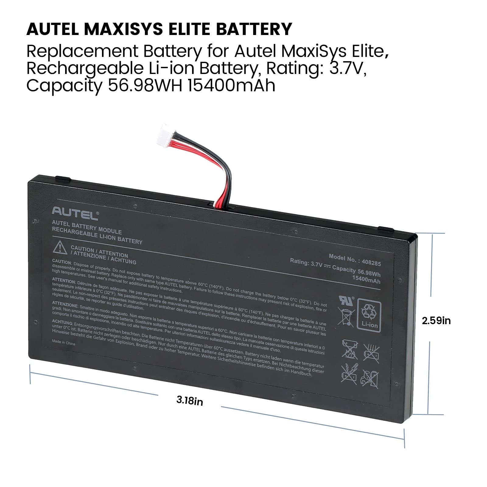 Autel MaxiSys Elite Battery Replacement - High-Performance Battery for Autel MaxiSys Elite Diagnostic Scanner - Perfect for Auto Repair Shops & DIY Car Diagnostics