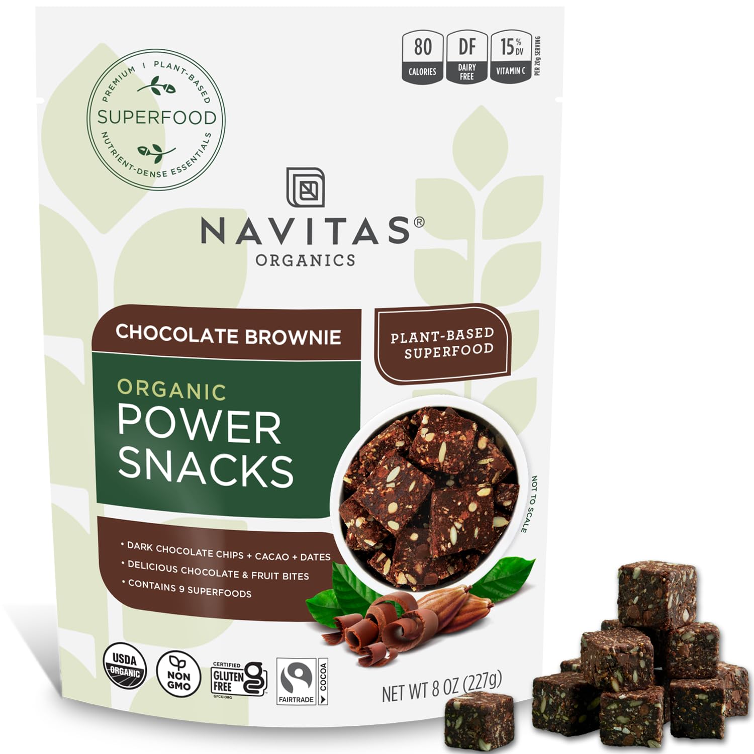Navitas Organics Superfood Power Snacks - Organic Chocolate Cacao Energy Bites, 8oz Bag | Non-GMO, Gluten-Free, Vegan | Perfect for Hiking, Workouts & Healthy On-the-Go Snacking