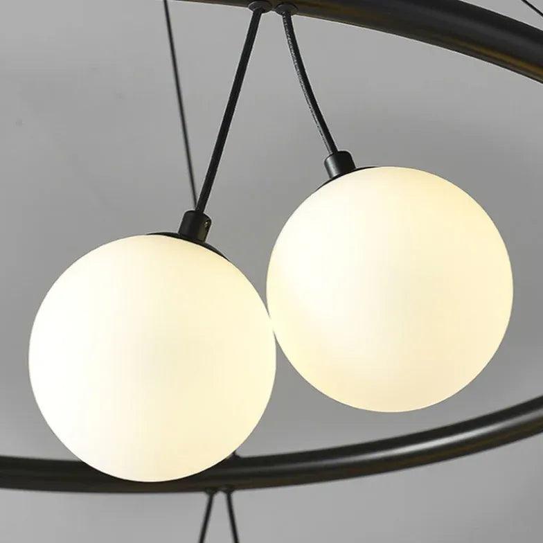 Modern Round Black Chandelier - Elegant Ceiling Light Fixture for Dining Room, Living Room & Bedroom Decor