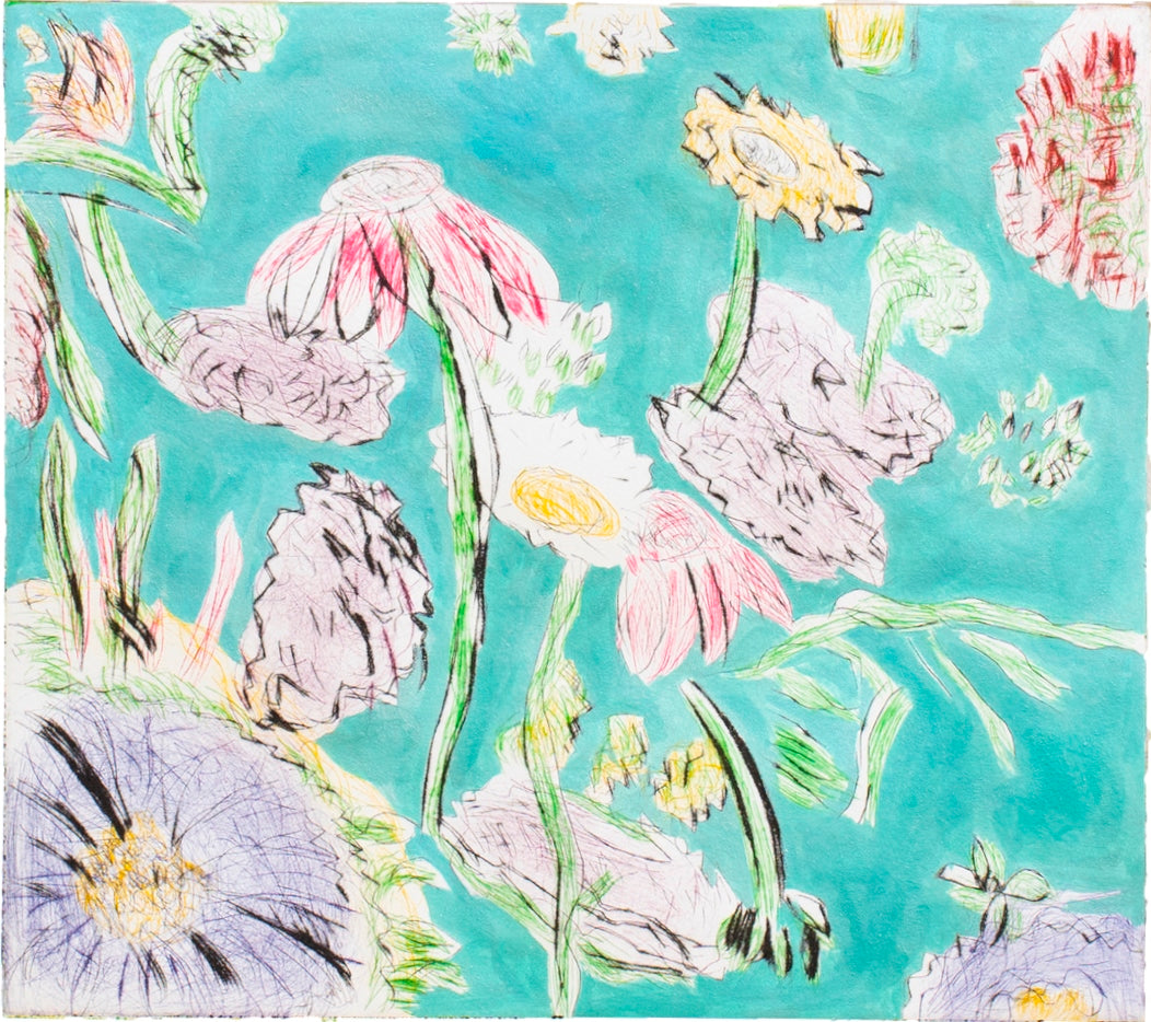 Fran Gallun: In the Garden, Blue - Original Artwork for Home Decor & Office Wall Art | Perfect for Living Rooms, Bedrooms & Gallery Walls
