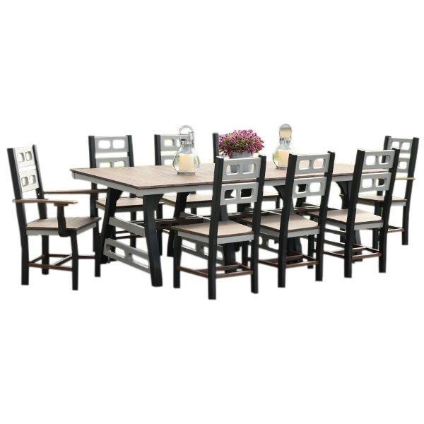 94” Manhattan Forge Dining Table Set with 6 Chairs & 2 Armchairs - Rustic Industrial Style for Kitchen, Dining Room & Entertaining | David Lewis Collection