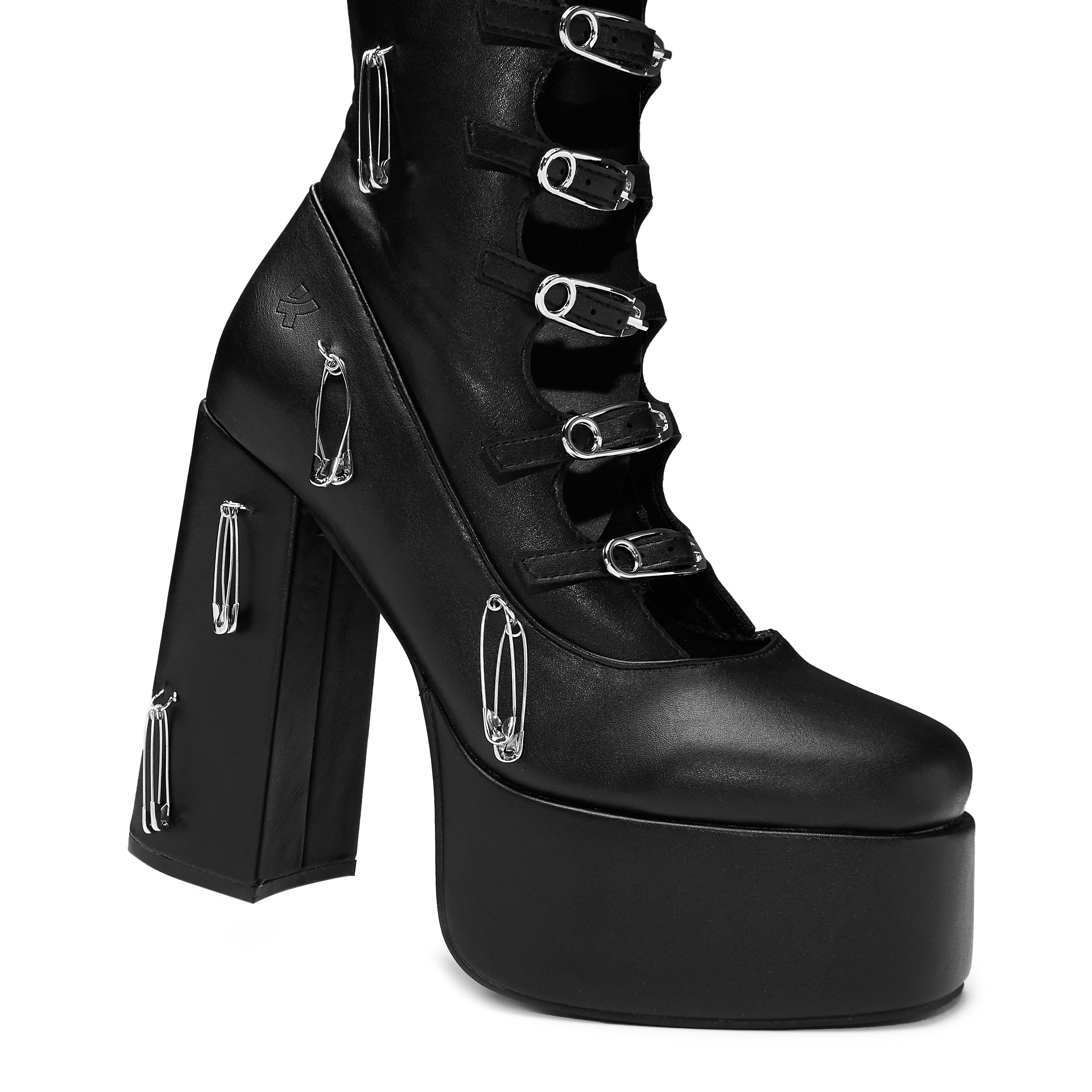 Renegade Safety Pin Tall Boots for Women - Black Leather Riding Boots with Studded Details | Perfect for Motorcycle, Biker, and Fashion Outfits