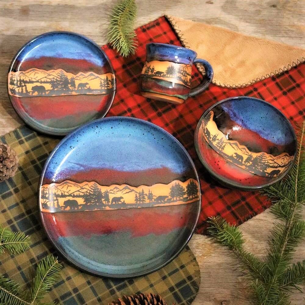 Premium Bear Azul Pottery Dinnerware Set - Handcrafted Ceramic Plates & Bowls for Home Dining, Perfect for Everyday Use & Special Occasions