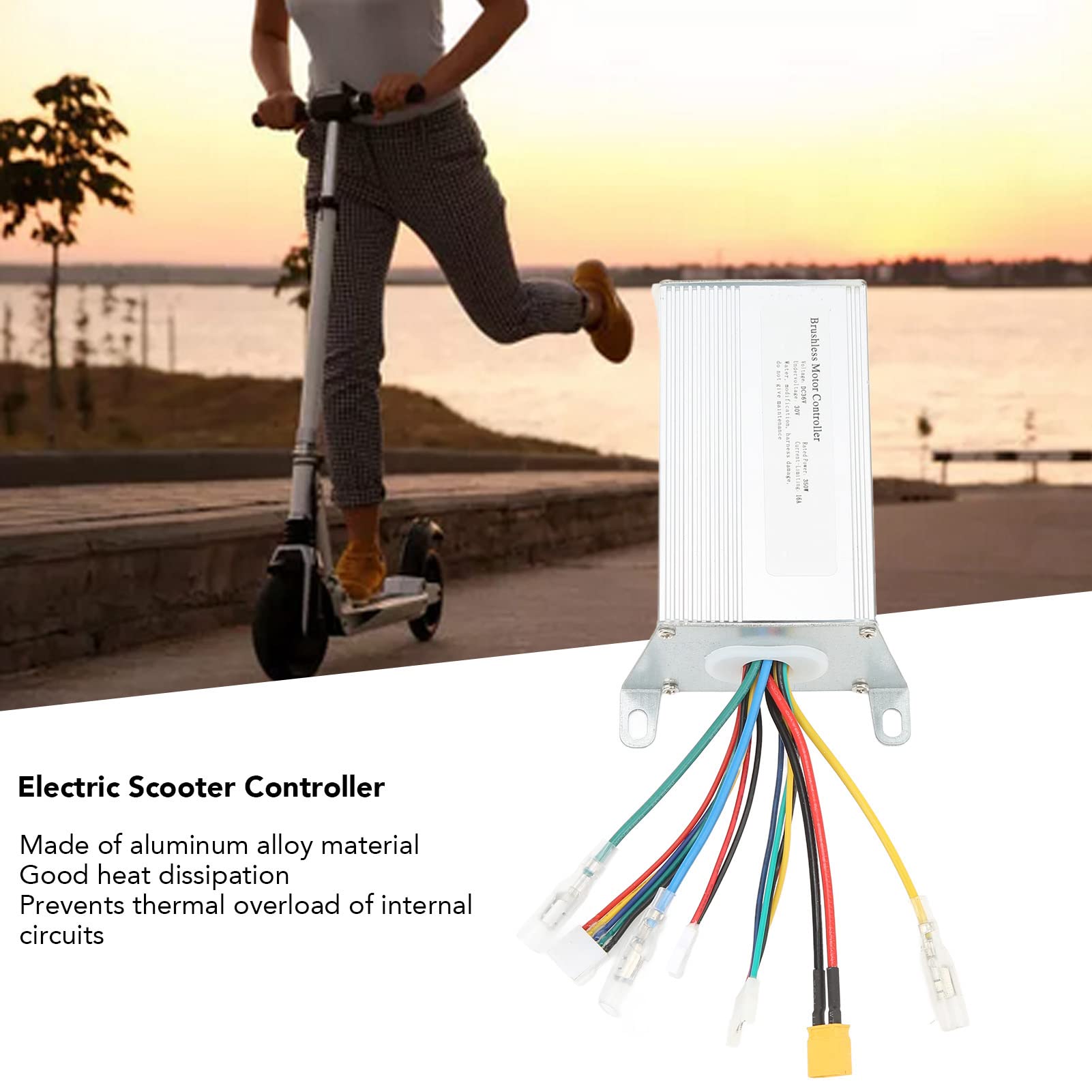 350W 36V Electric Scooter Controller - Brushless Motor Speed Controller with Aluminum Alloy Case & Quick Cooling Technology | Compatible with LENZOD E-Bike & Electric Scooter Parts | Perfect for Commuting, Urban Travel & Last-Mile Delivery