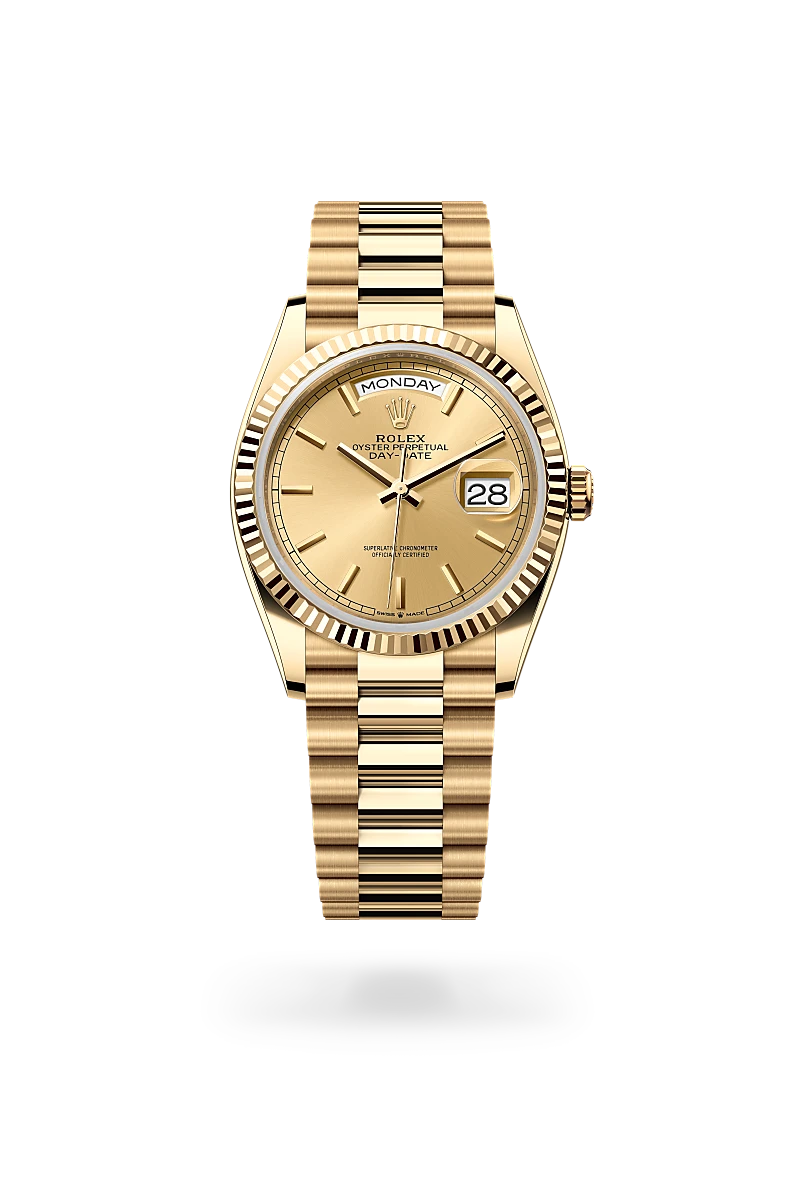 Rolex Day Date 36 Men's Watch - 18K Yellow Gold, M128238-0045 | Luxury Dress Watch for Business & Formal Occasions - Richter & Phillips Jewelers