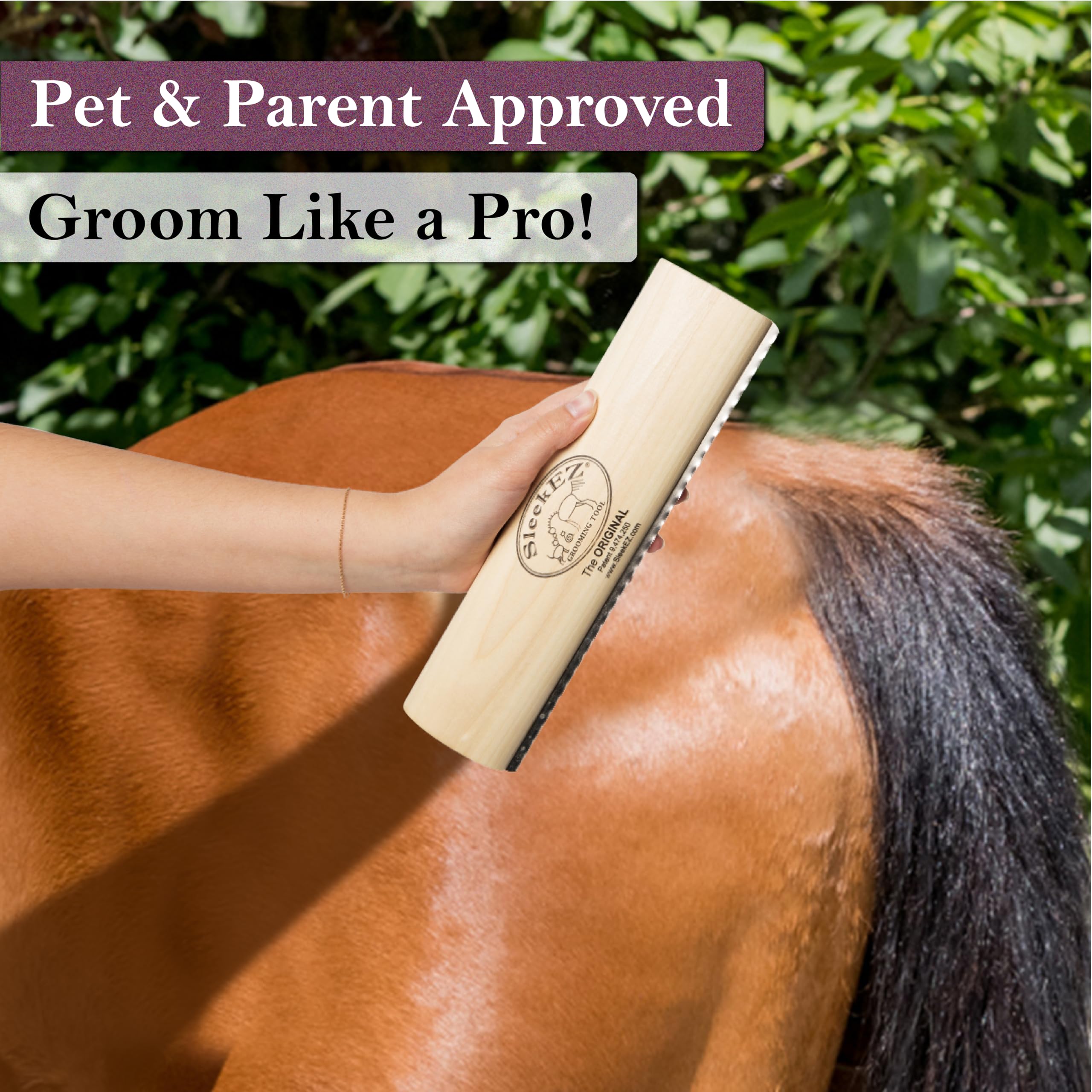 SleekEZ Horse Grooming Brush - Deshedding Tool & Curry Comb for Horses, Livestock - Gentle Hair Brush for Shedding, Scratching & Coat Care - Perfect for Stable, Ranch & Show Grooming