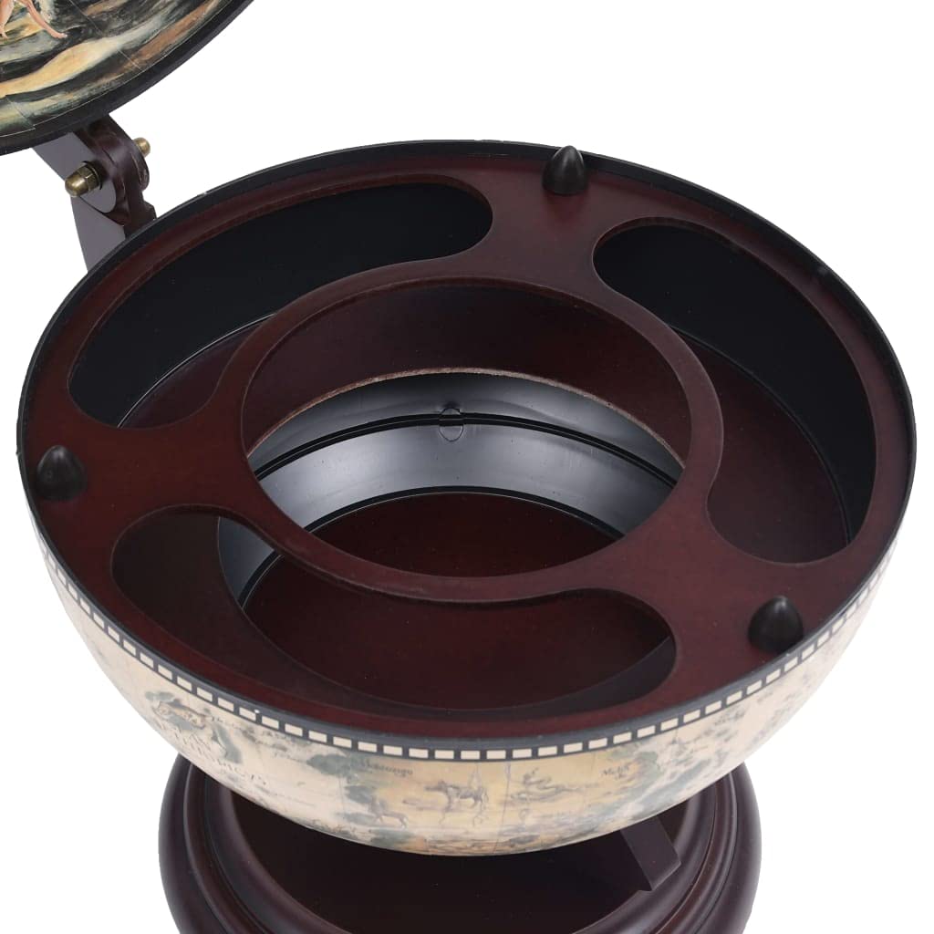 CHARMMA Tabletop Globe Bar Wine Stand - Eucalyptus Wood, White, 4.13KG - Perfect for Home Bars, Wine Cellars & Stylish Kitchen Decor
