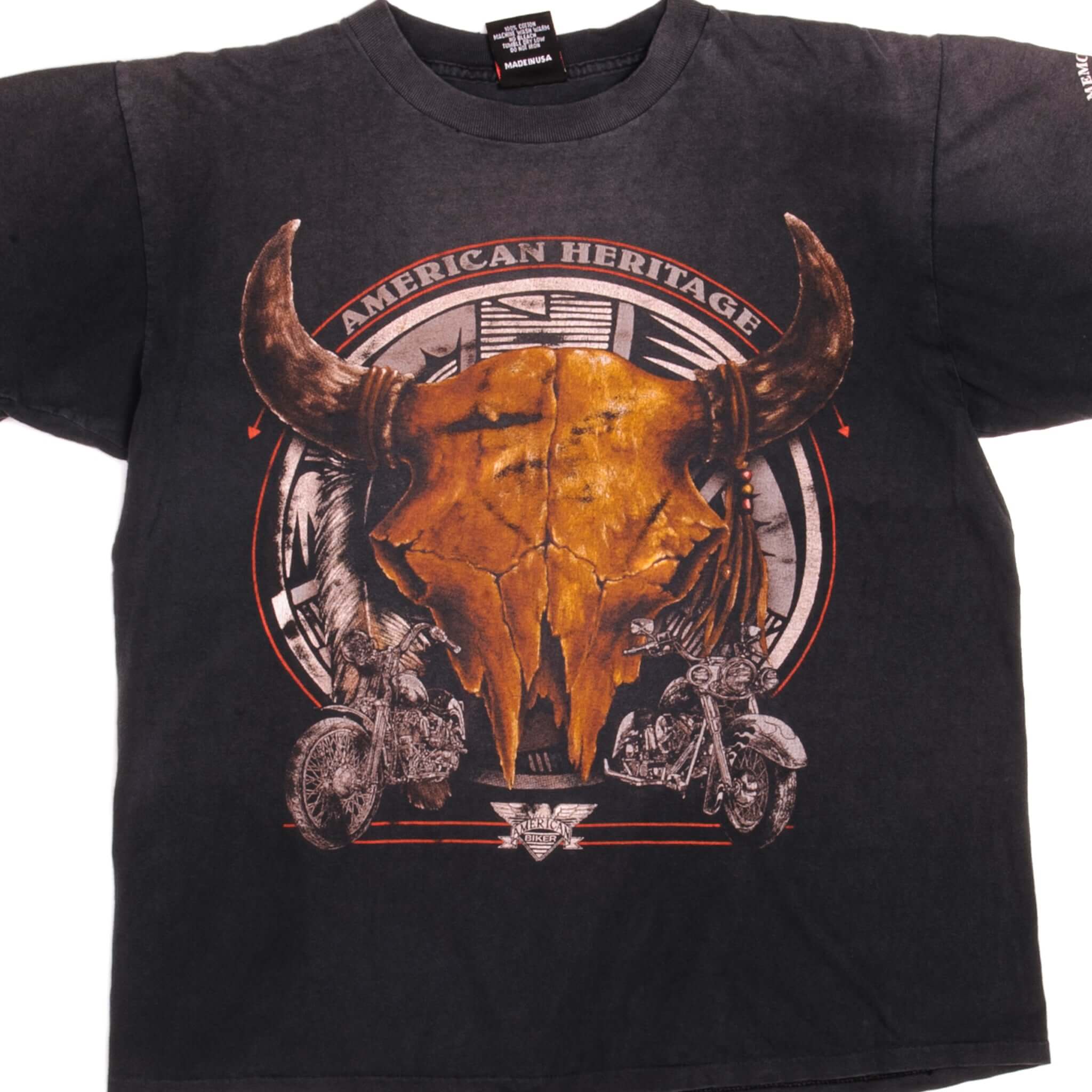 Vintage 3D Emblem Biker American Heritage T-Shirt 1994 - Size Large - Made in USA - Retro Motorcycle Tee for Men - Perfect for Biker Rallies & Casual Wear