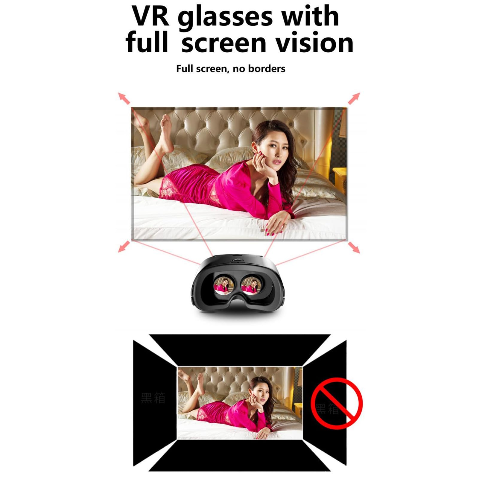 Adjustable VR Headset for Phones 5-7 Inch - Anti Blue Light 3D Virtual Reality Glasses for iOS & Android - Perfect for Mobile Gaming, Movies & Immersive Entertainment