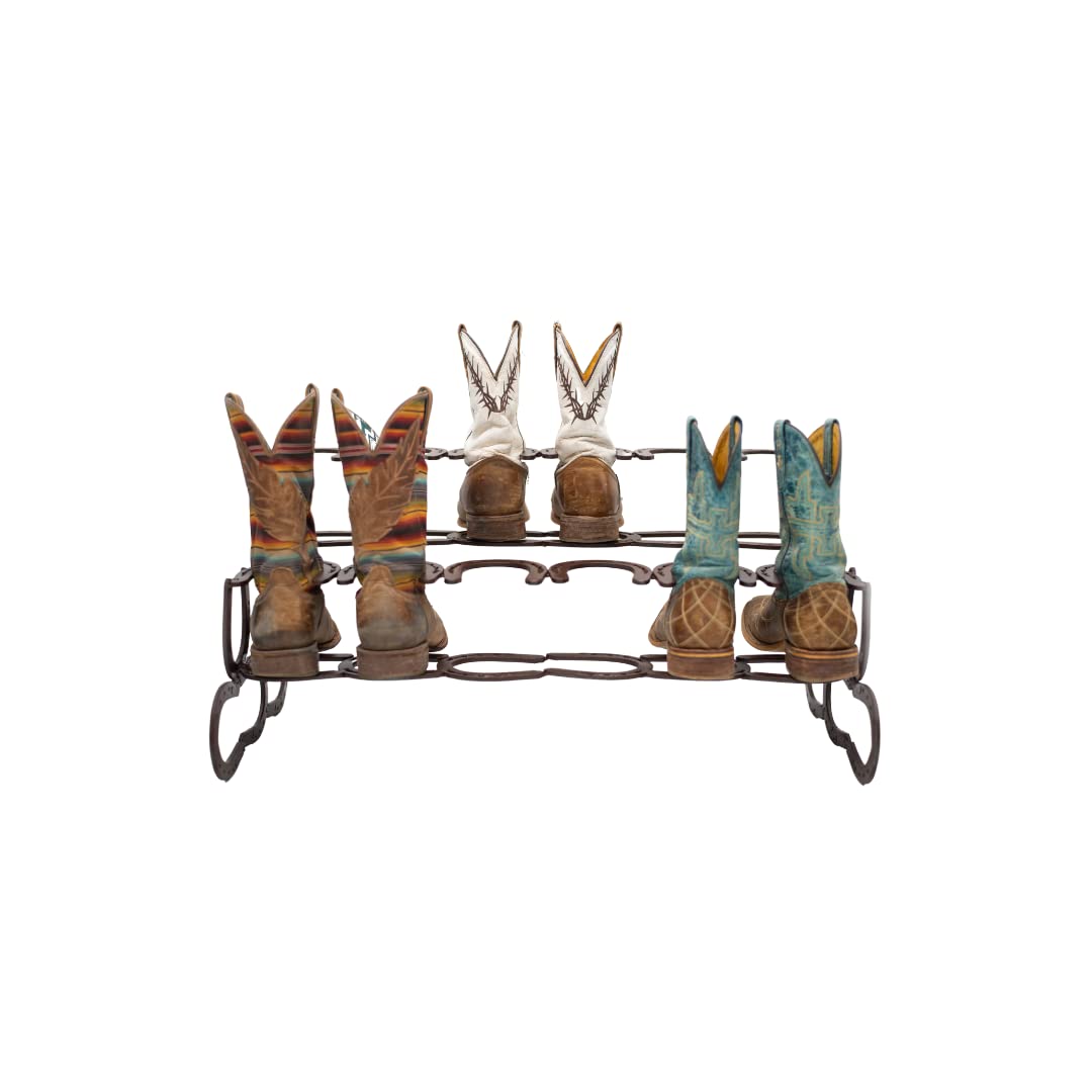 Horseshoe Boot Rack - Rustic Wall Mounted Shoe Organizer for Entryway, Mudroom, or Garage - Perfect for Western Decor & Cowboy Boot Storage