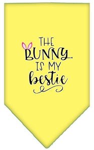Bunny is My Bestie Screen Print Bandana - Soft Cotton Pet Bandanas in Multiple Colors - Perfect for Dog & Cat Accessories, Pet Parties & Photo Shoots