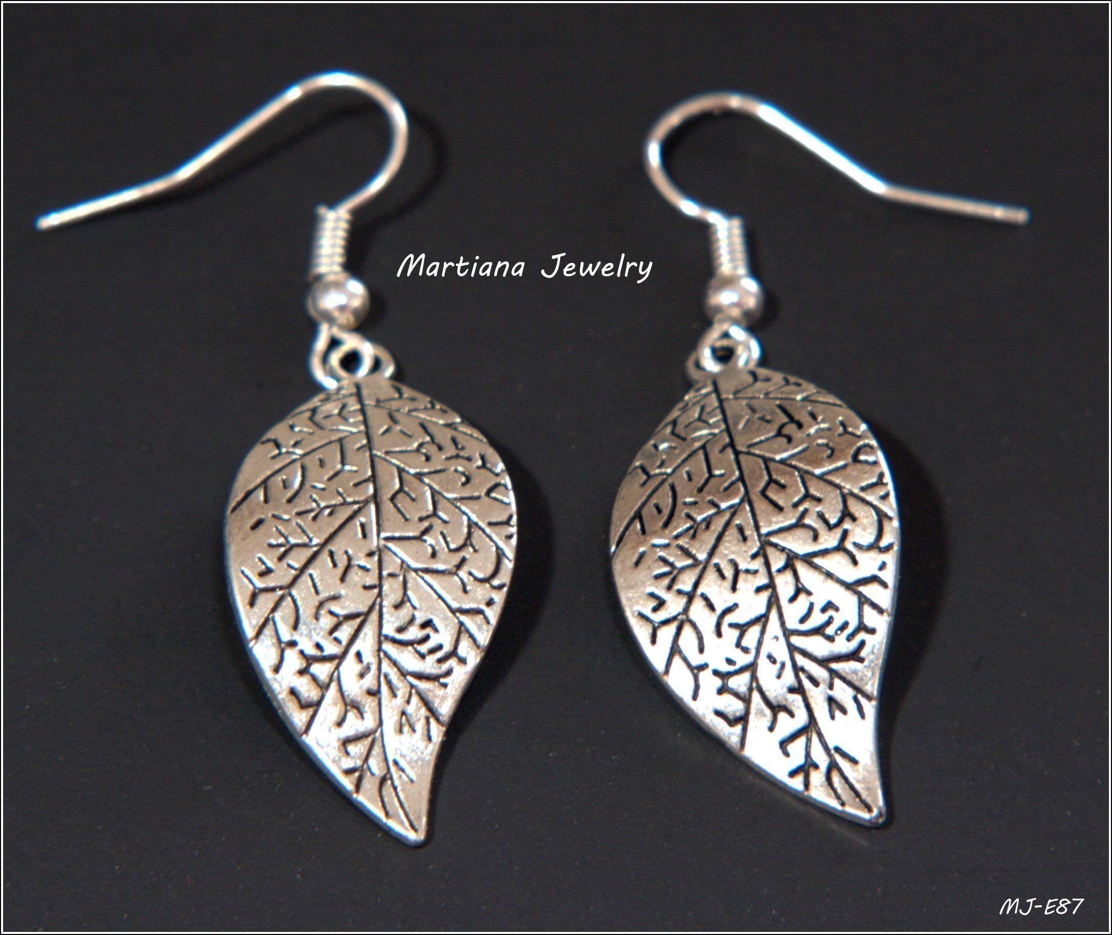 Silver Tone Curved Leaf Earrings with Etched Details - 1.25 Inch Nature-Inspired Jewelry for Women | Perfect for Everyday Wear, Parties & Boho Fashion