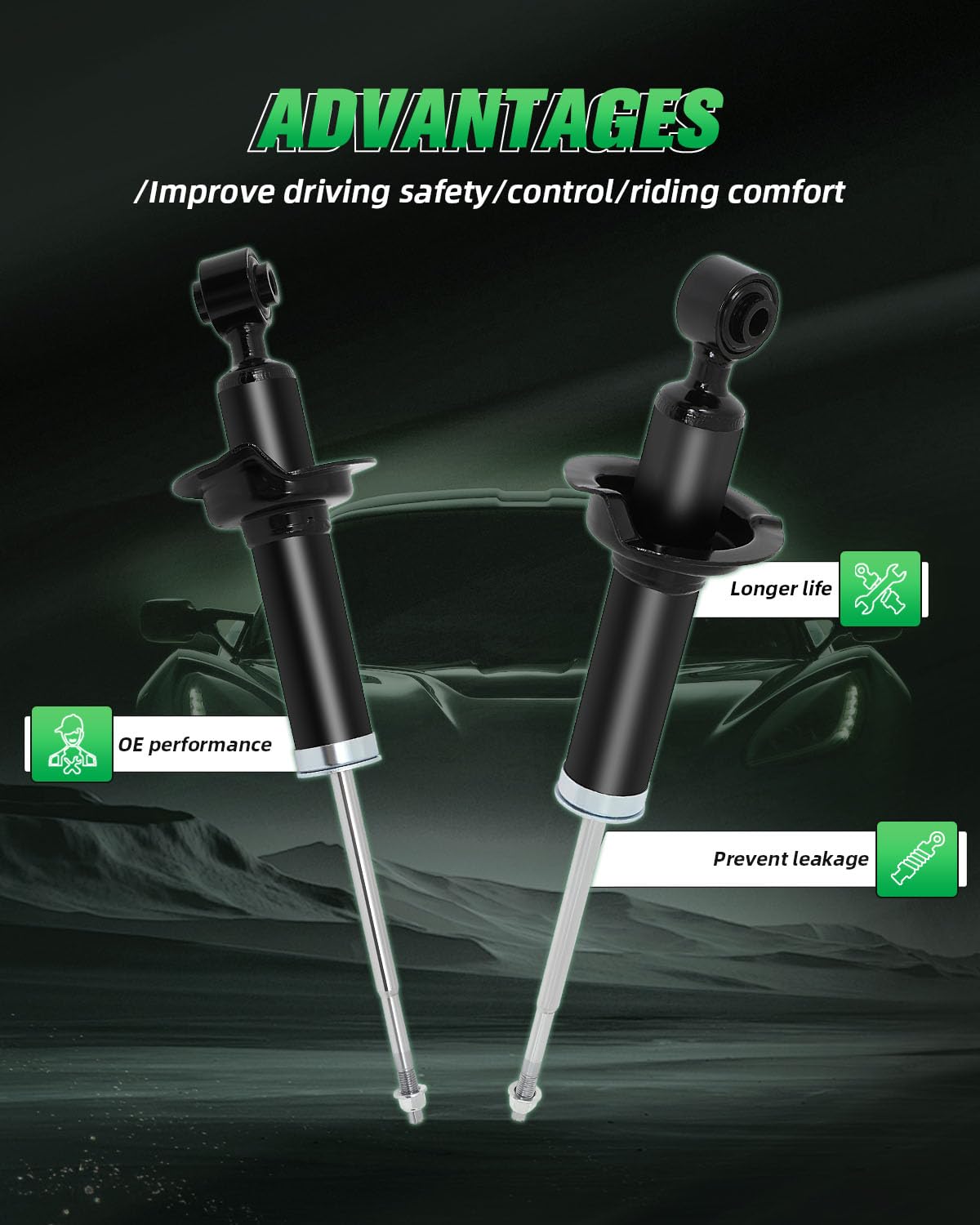 SCITOO 2-Piece Rear Shock Absorber Set Compatible with 2003-2005 Honda Civic - Premium Suspension Struts for Smooth Ride & Enhanced Handling - Perfect for City Commuting & Road Trips