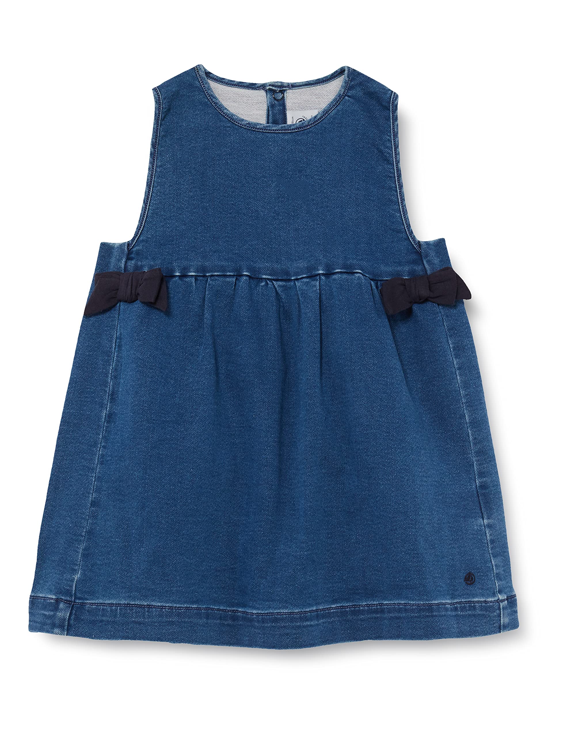 Petit Bateau Baby Girl Denim Sleeveless Dress with Bows - Cute Summer Outfit for Toddlers & Infants - Perfect for Playdates, Parties & Family Photos