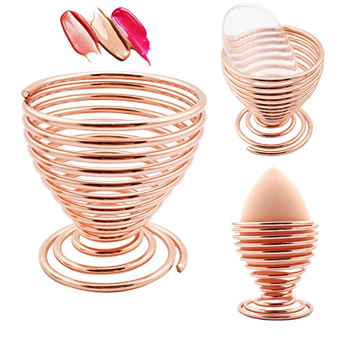 Sunmore Beauty Makeup Sponge Blender Holder & Organizer - Rose Gold Cosmetic Sponge Stand for Beauty Blender, Powder Puff Display - Perfect for Vanity, Salon & Travel Makeup Storage (1 Piece)