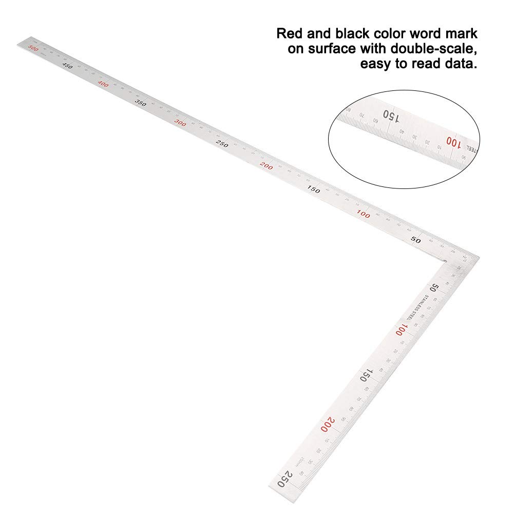 90 Degree Stainless Steel Angle Ruler - 500mm x 250mm Precision Measuring Tool for Woodworking, Metalworking & DIY Projects | Perfect for Framing, Cabinetry & Layout Work