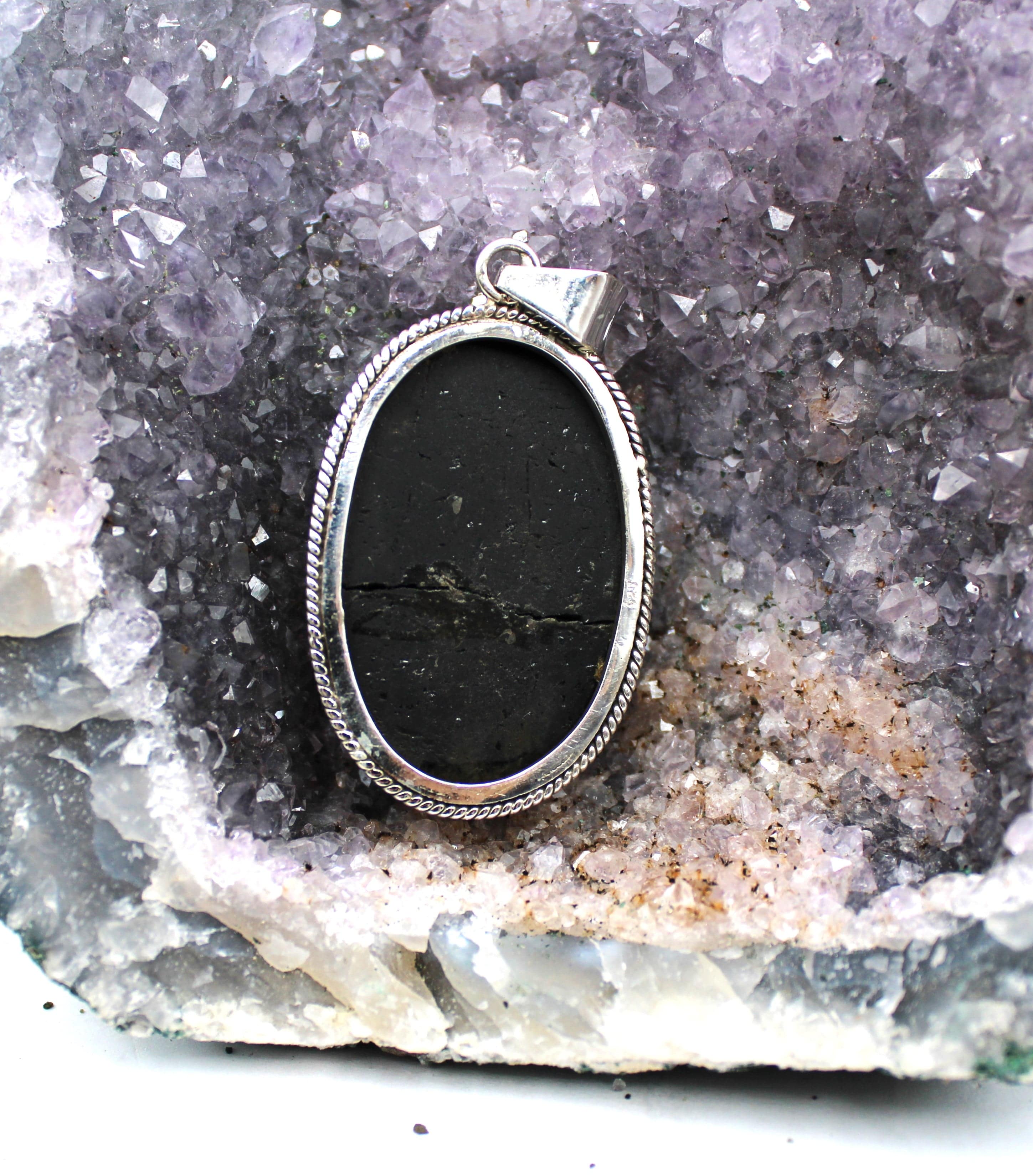 Black Tourmaline Pendant Necklace in Sterling Silver 925 - Protection Crystal Jewelry for Women, Men | Perfect for Meditation, Energy Healing & Everyday Wear