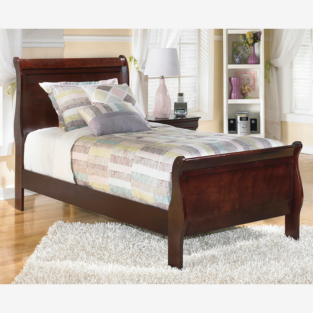 Alisdair Queen Size Wooden Sleigh Bed Frame with Upholstered Headboard - Elegant Bedroom Furniture for Master Bedroom, Guest Room, or Dorm