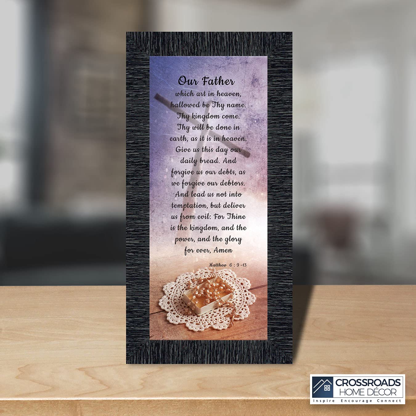Crossroads Home Décor Lord's Prayer Wall Art - Inspirational Bible Verse Decor for Living Room, Bedroom & Church - 7370CH