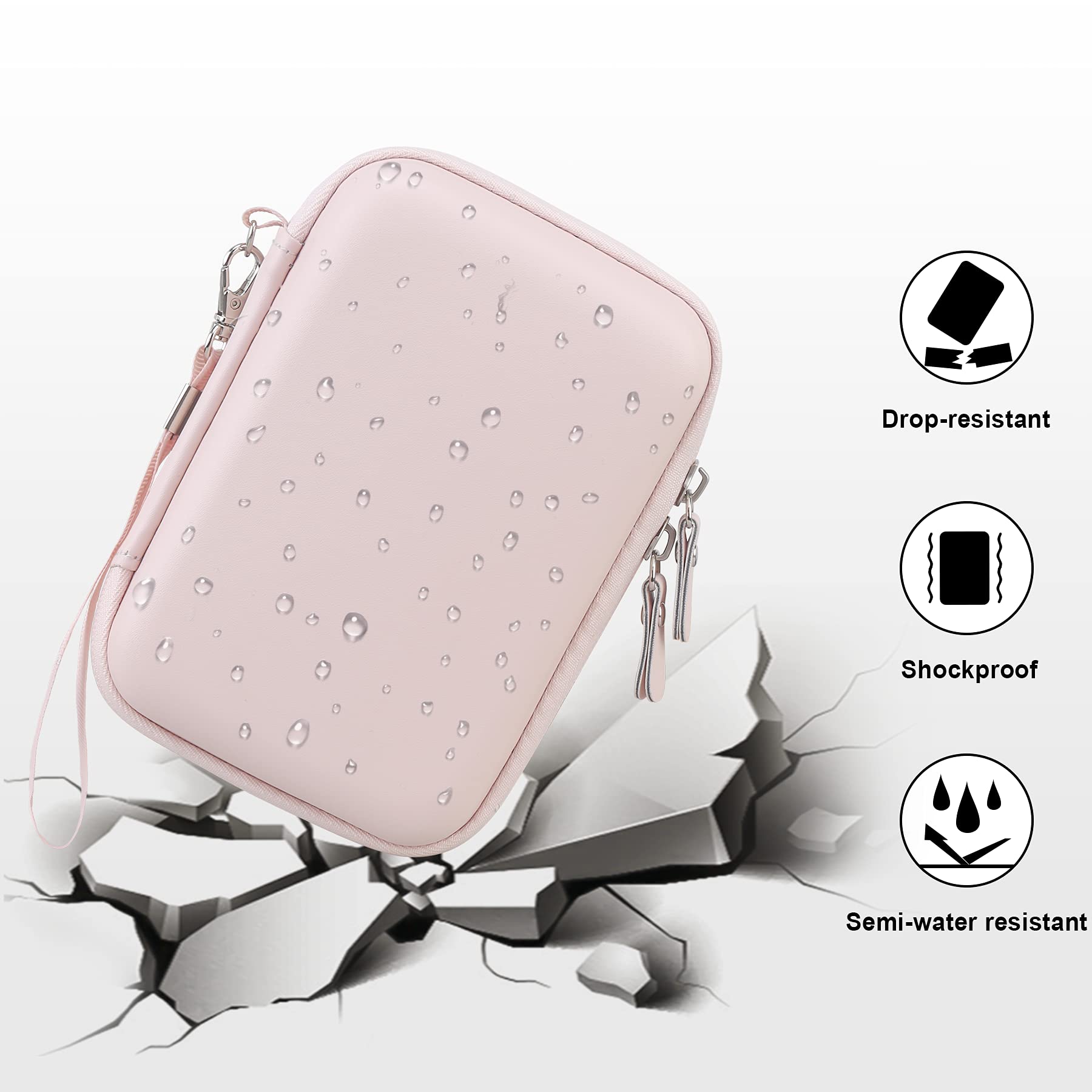 Canboc Hard Case for Phomemo D30 D35, Memoking D30, NIIMBOT D11 - Portable Protective Storage Bag for Bluetooth Label Makers - Fits Thermal Label Printer, Paper Tapes & Cables (Pink) - Perfect for Office, Home & Travel Organization
