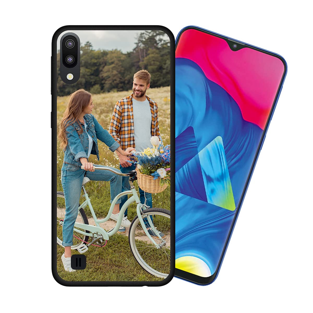 Customized Photo Case for Samsung Galaxy M10 - Personalized Picture Phone Cover with Shockproof Silicone Protection, Soft Candy Design - Perfect Christmas, Birthday & Thanksgiving Gift Idea - Black Protective Case for Everyday Use, Travel & Special Occasions
