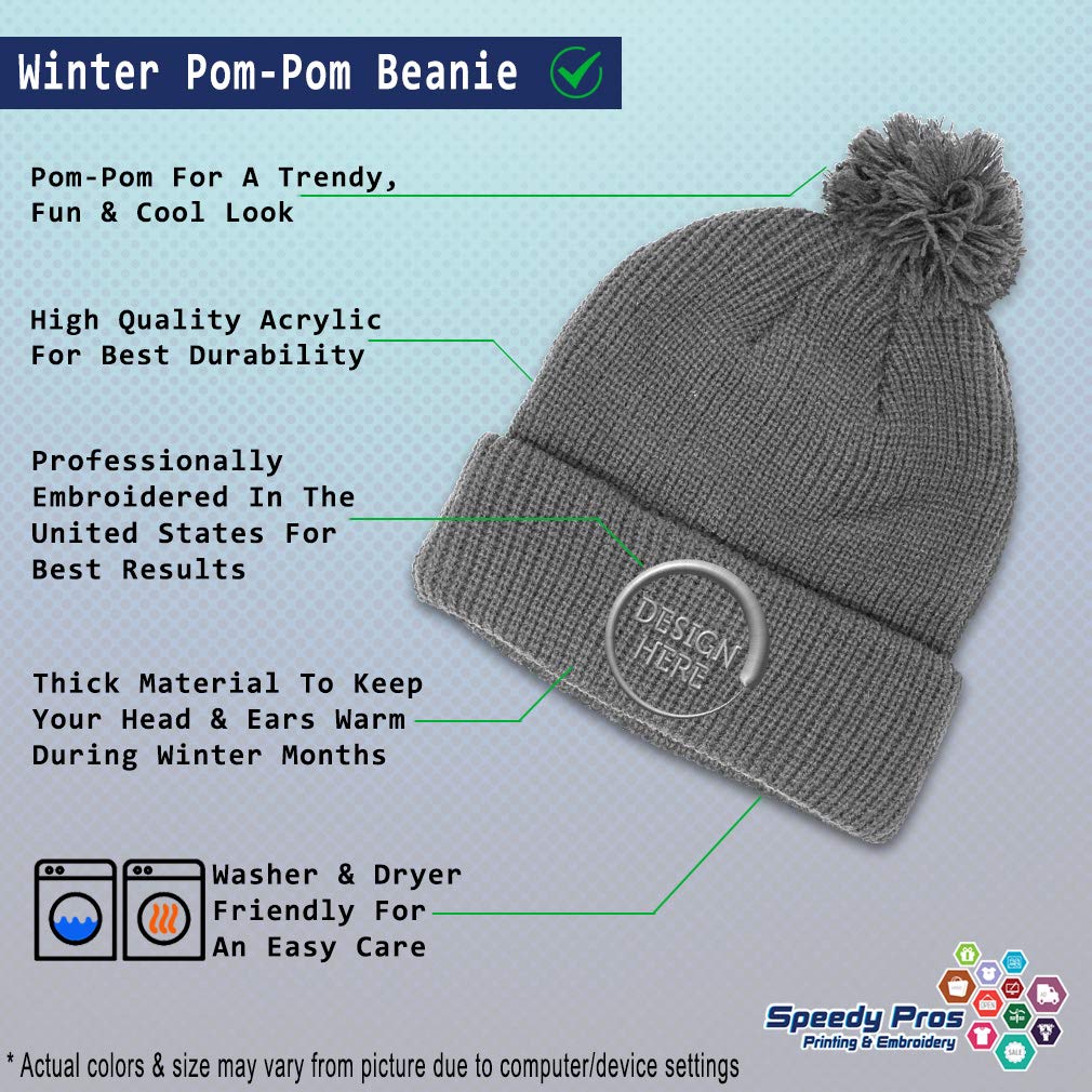 Speedy Pros Women's South Africa Flag Embroidered Pom Pom Beanie - Acrylic Skull Cap Winter Hat for Men & Women - One Size Fits Most - Perfect for Outdoor Sports & Cold Weather Activities