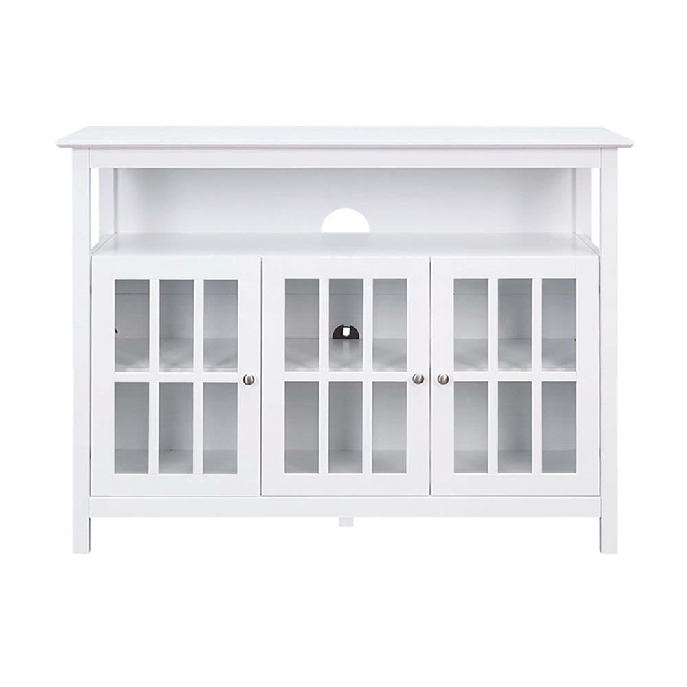 Convenience Concepts Big Sur Deluxe TV Stand - 55 Inch Entertainment Center with Storage Cabinets & Shelves, White - Perfect for Living Room, Bedroom & Home Theater Setup