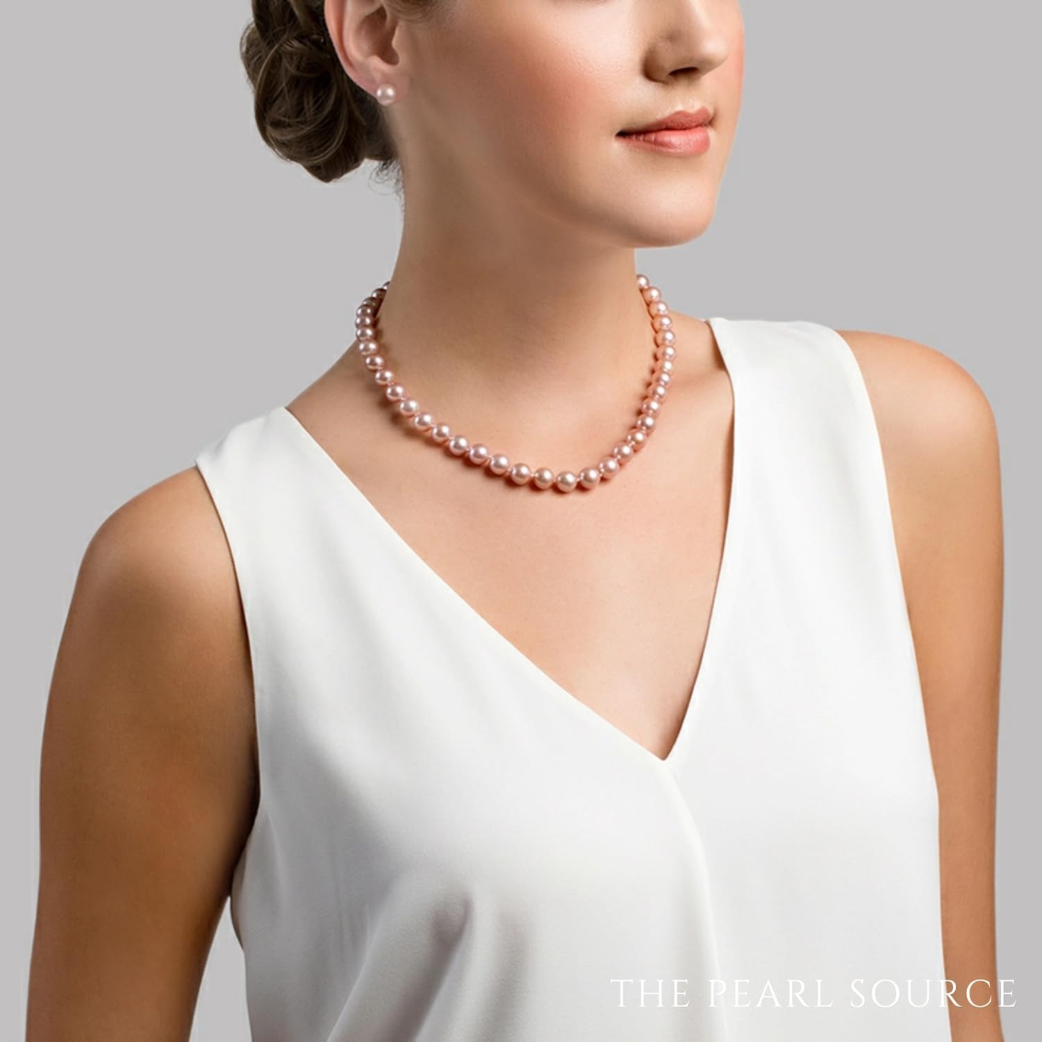 AAA Quality Round Pink Freshwater Cultured Pearl Necklace for Women - Elegant Pearl Jewelry Gift for Christmas, Holidays & Anniversaries | Perfect for Weddings, Parties & Special Occasions