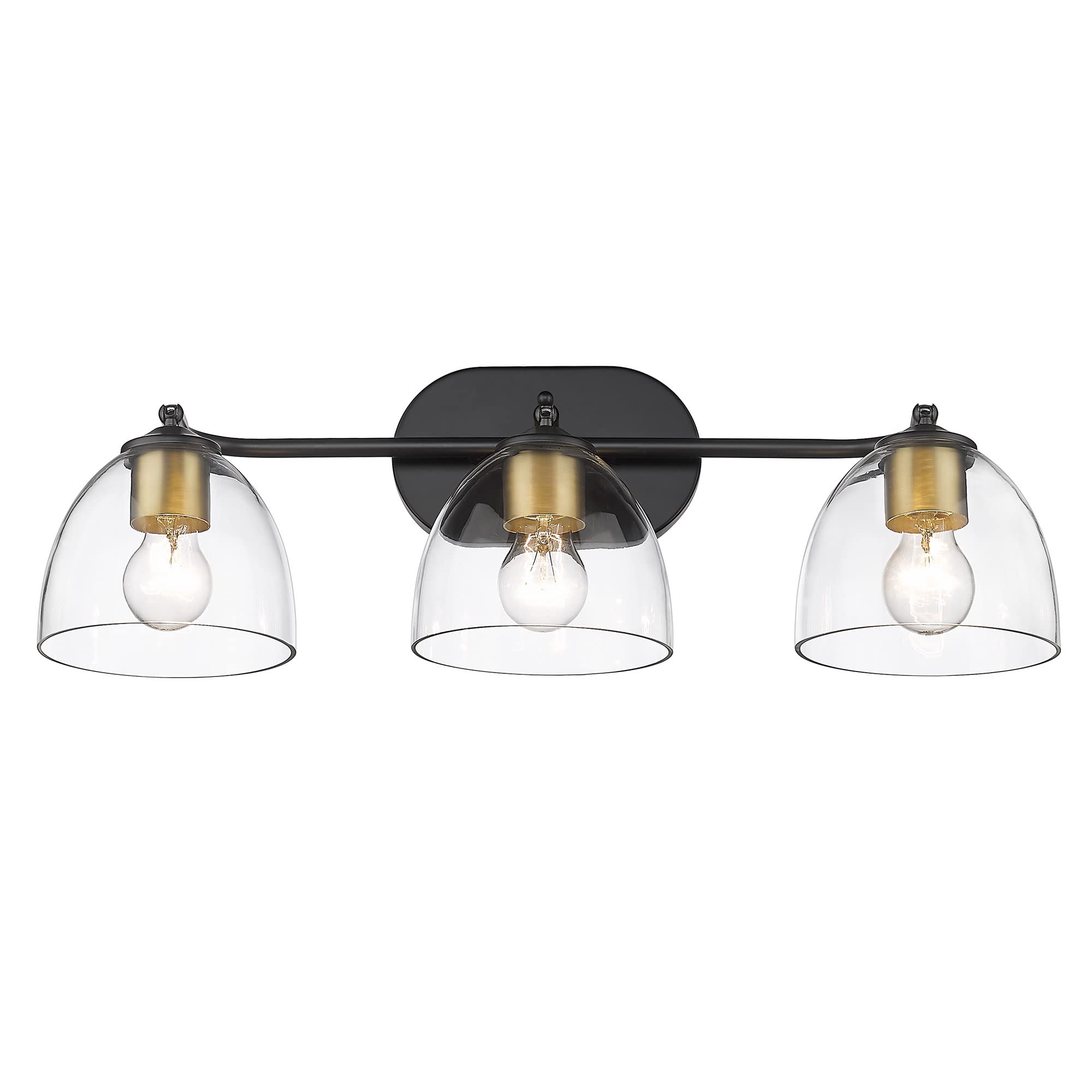 Roxie 3-Light Vanity Light in Matte Black with Clear Glass - Perfect for Bathroom, Bedroom & Dressing Room Makeup Lighting