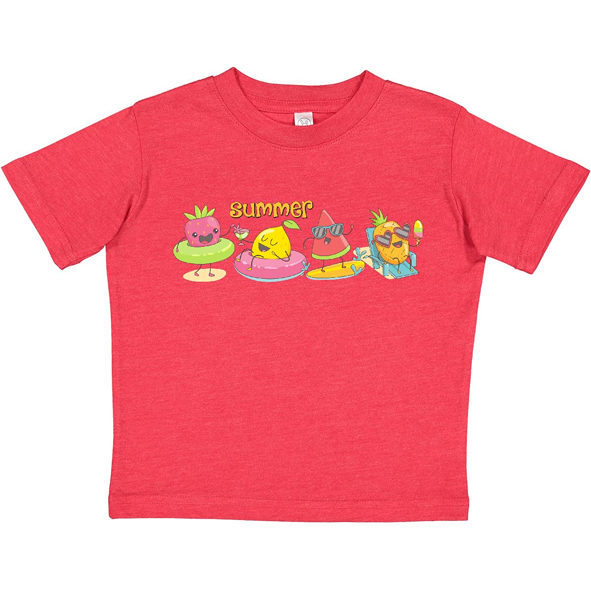 Inktastic Kawaii Summer Fruit Toddler T-Shirt - Cute Cartoon Watermelon Pineapple Outfit for Baby Girls & Boys - Perfect for Beach Vacation, Pool Party & Summer Playdates