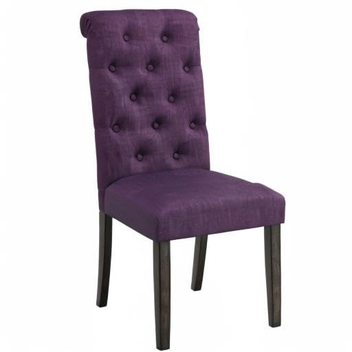 Roundhill Furniture Leviton Solid Wood Tufted Parsons Dining Chairs, Set of 2, Purple Velvet Upholstery - Elegant Modern Dining Room Chairs for Home, Restaurant & Office Use