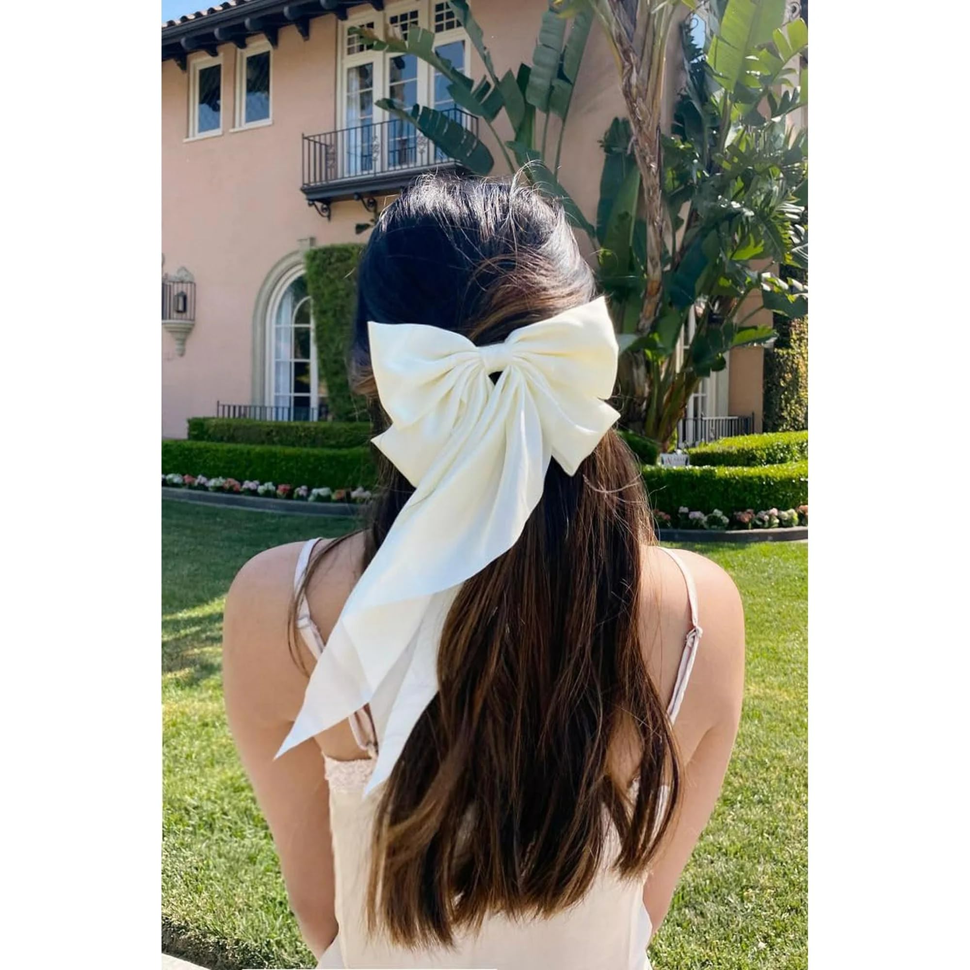 Chictresses® Off White Satin Hair Bow Clips for Women & Girls - Elegant Hair Accessories for Parties, Weddings & Everyday Style