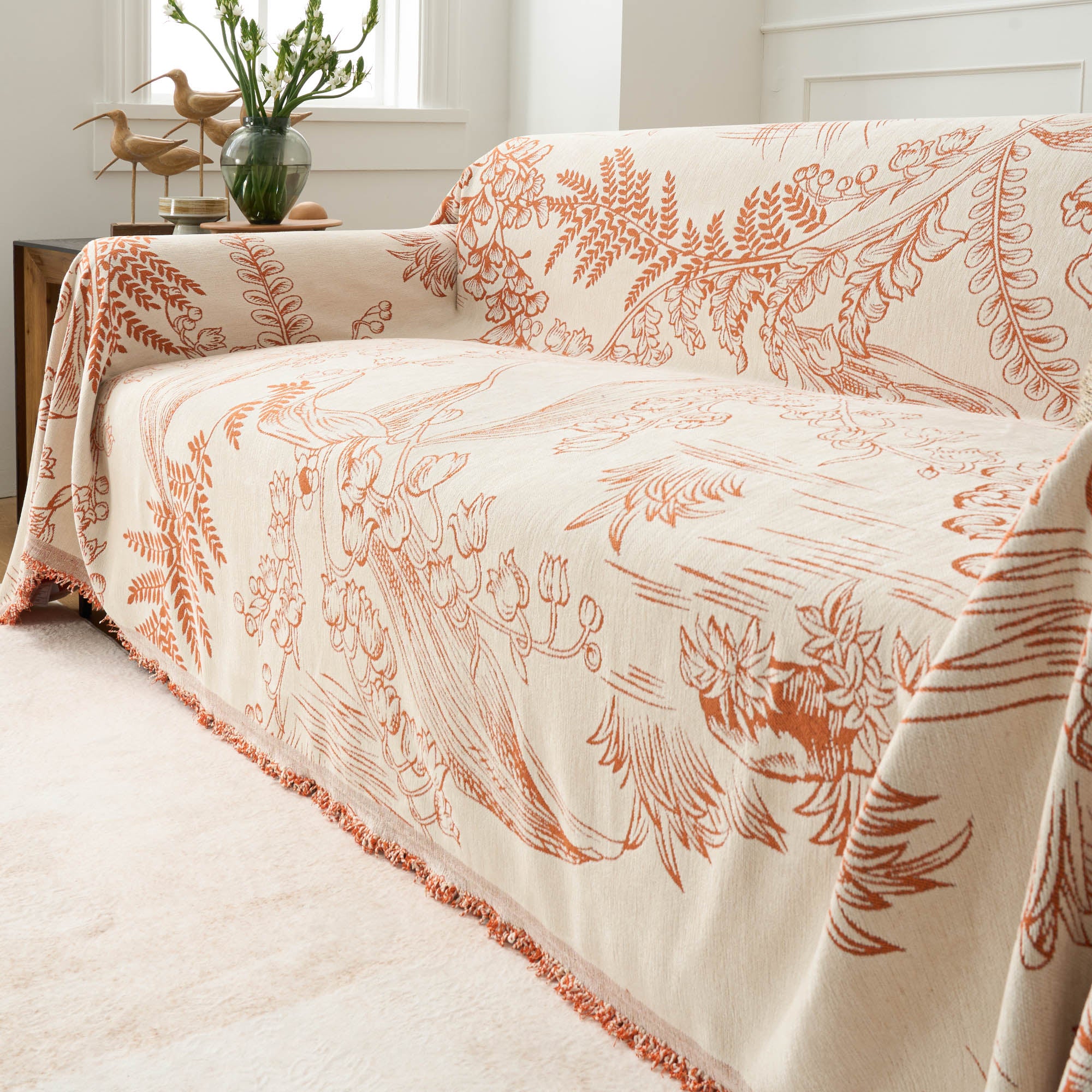 Floral Elegance Sofa Cover - Soft Stretchable Couch Slipcover for Living Room, Home Decor & Protection - Perfect for Pets, Kids & Daily Use