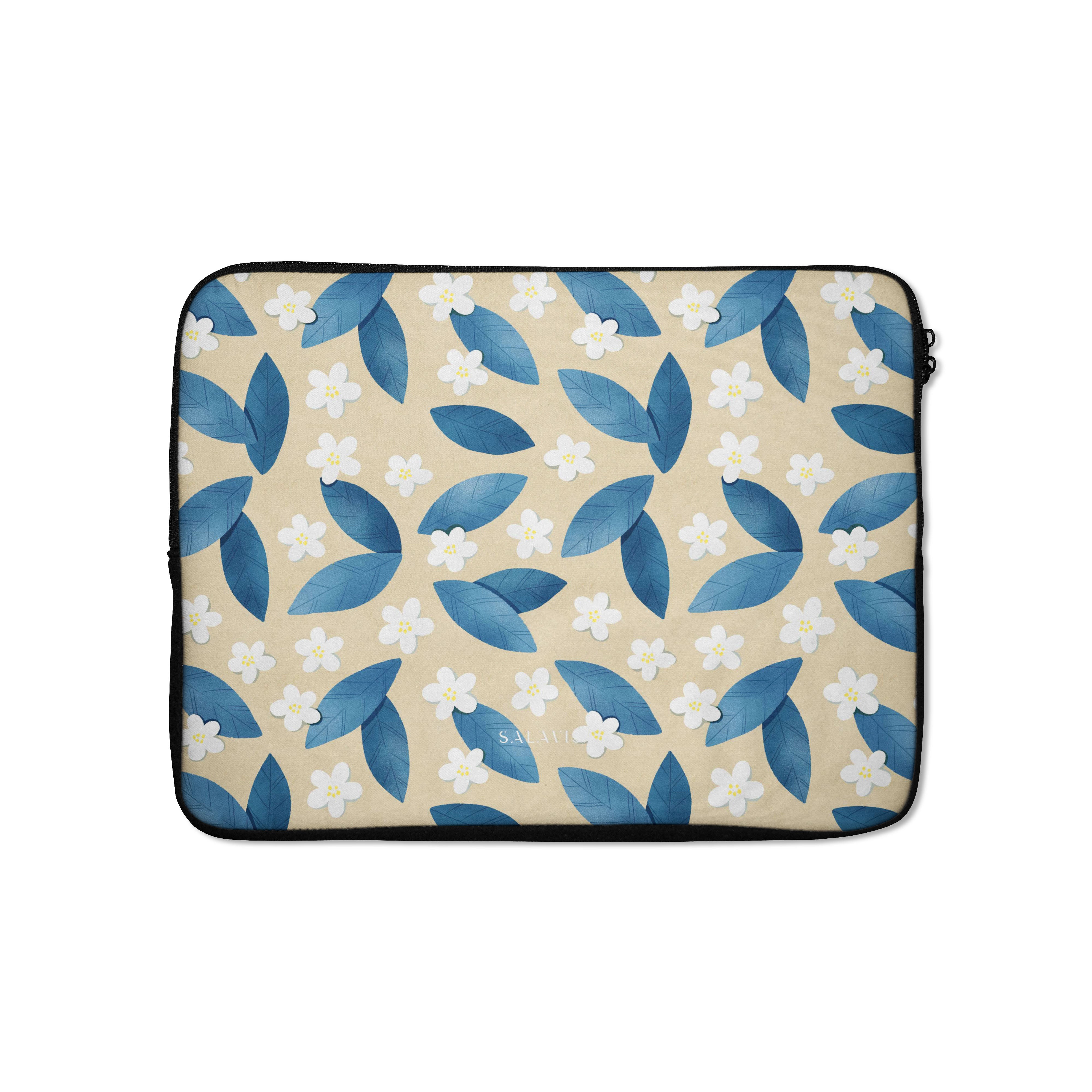 Premium Blue Leafs Laptop Sleeve Case - Lightweight & Protective Cover for MacBook, Dell, HP (13-15.6 Inch) - Perfect for Work, Travel & School Accessories