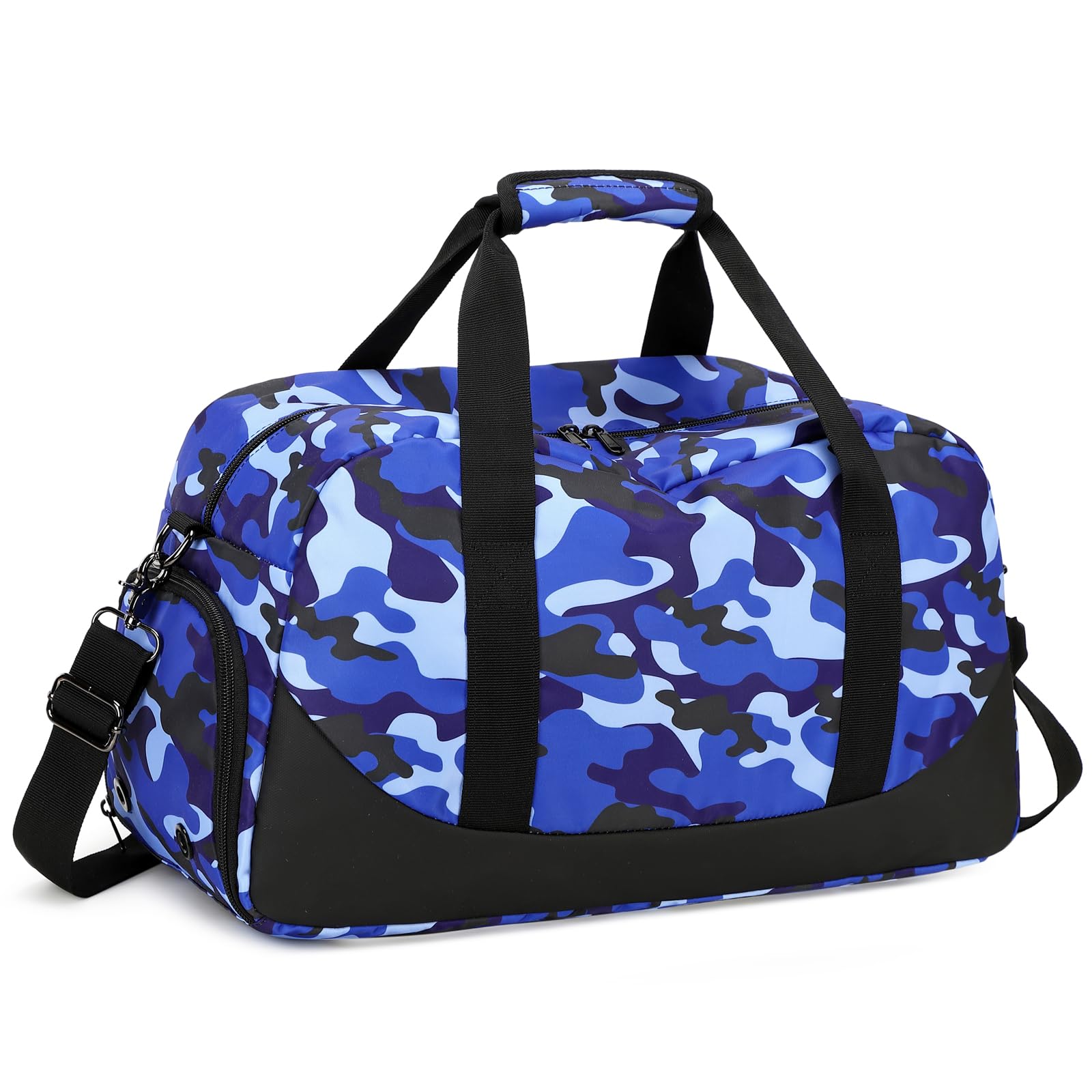 Octsky Camo Blue Weekender Bag - Waterproof Overnight Duffle Bag for Travel, Gym & Sports with Shoe Compartment | Perfect for Weekend Getaways, Business Trips & Workout Sessions