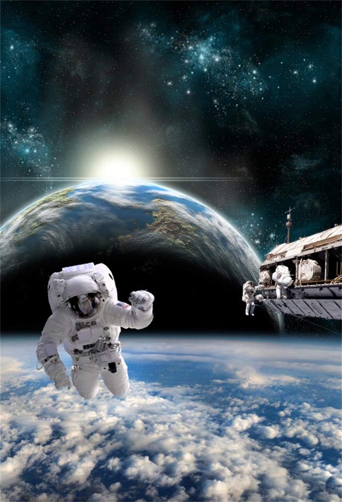 Leyiyi 8x10ft Astronaut Space Backdrop - Planetarium Banner with Galaxy Nebula Design for Kids Portrait Photography, Studio Vinyl Wallpaper (Perfect for Space-Themed Birthday Parties & School Science Projects)
