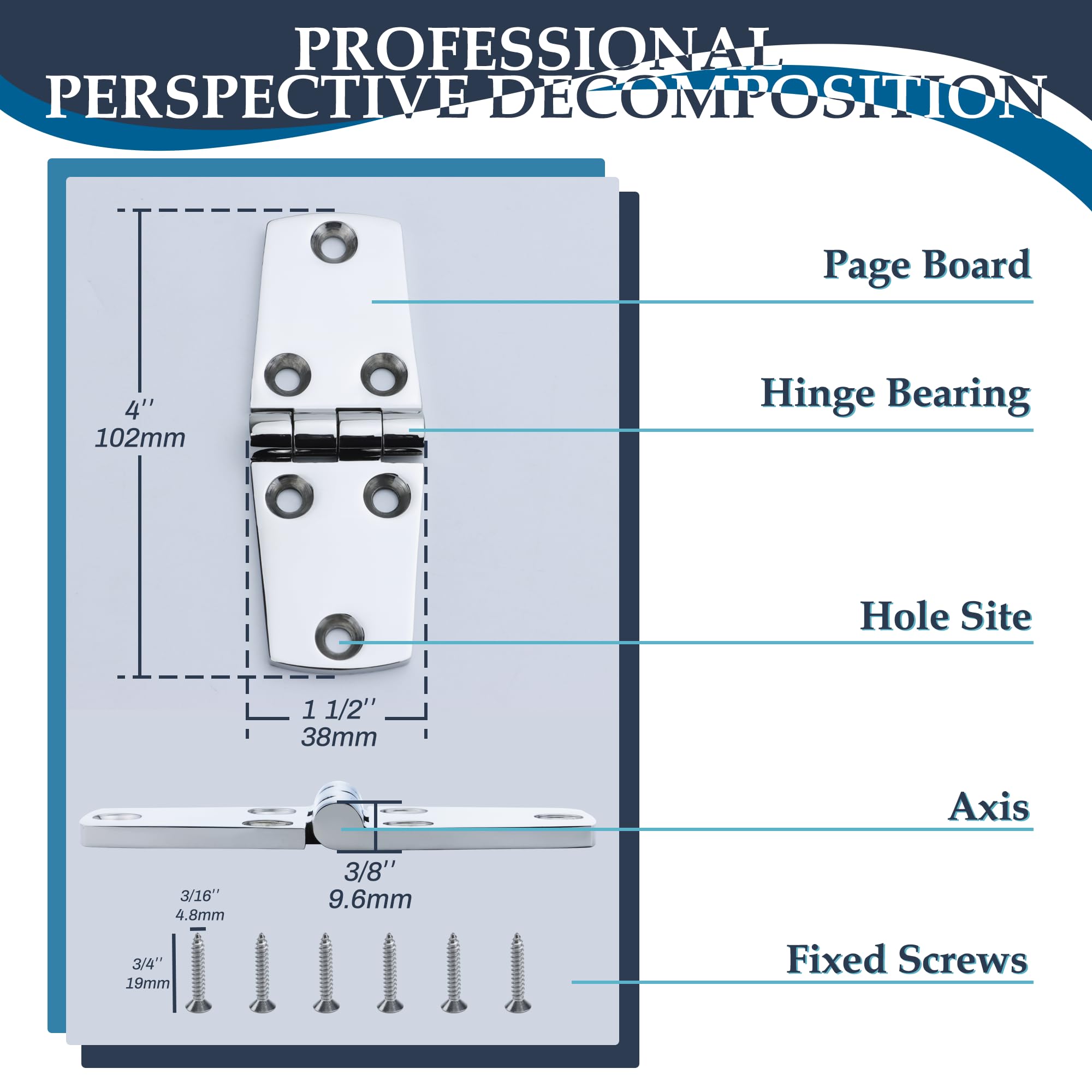 **316 Stainless Steel Marine Hinges - Heavy Duty Boat Hatch Hinge (3