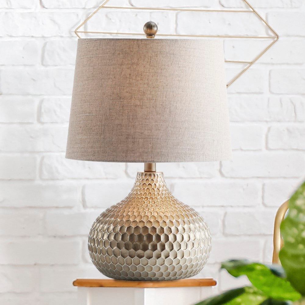 Bates 22 Honeycomb LED Table Lamp - Modern Dimmable Nightstand Light for Bedroom, Living Room & Office - Warm White & Cool White Adjustable Lighting
